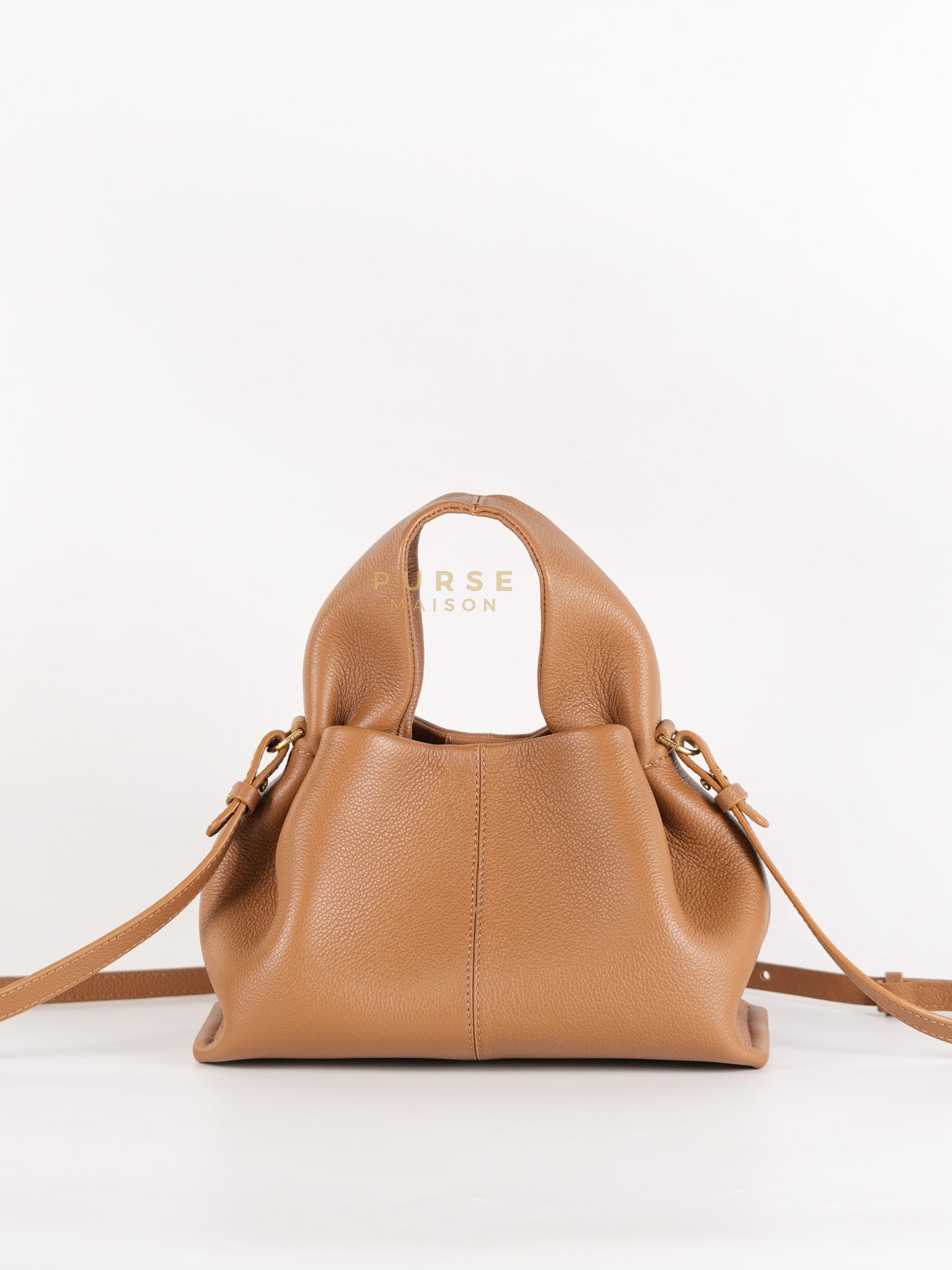 Numero Mini Bag in Caramel Calfskin Leather & Gold Hardware | Purse Maison Luxury Bags Shop