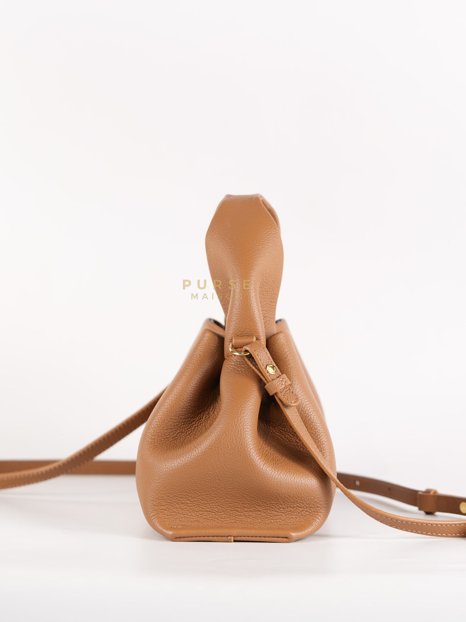 Numero Mini Bag in Caramel Calfskin Leather & Gold Hardware | Purse Maison Luxury Bags Shop