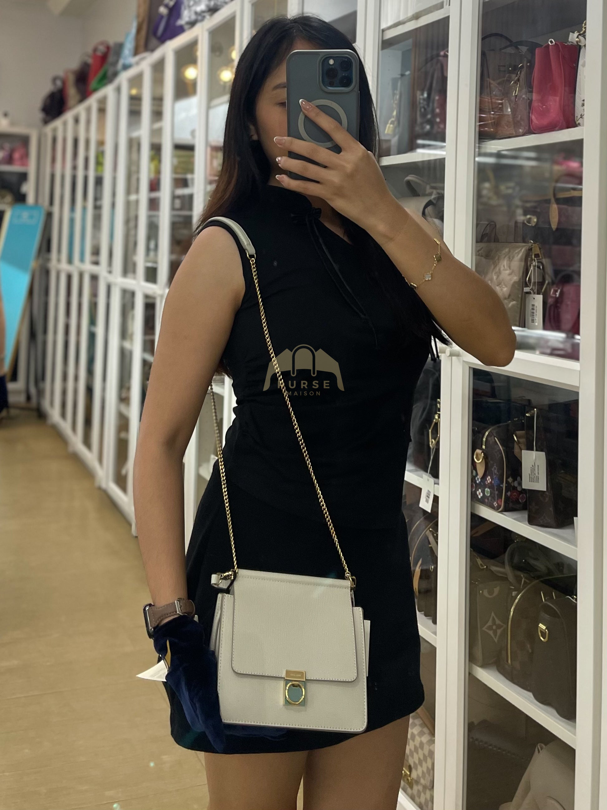 Numero Sept Mini in Craie Grane Leather | Purse Maison Luxury Bags Shop