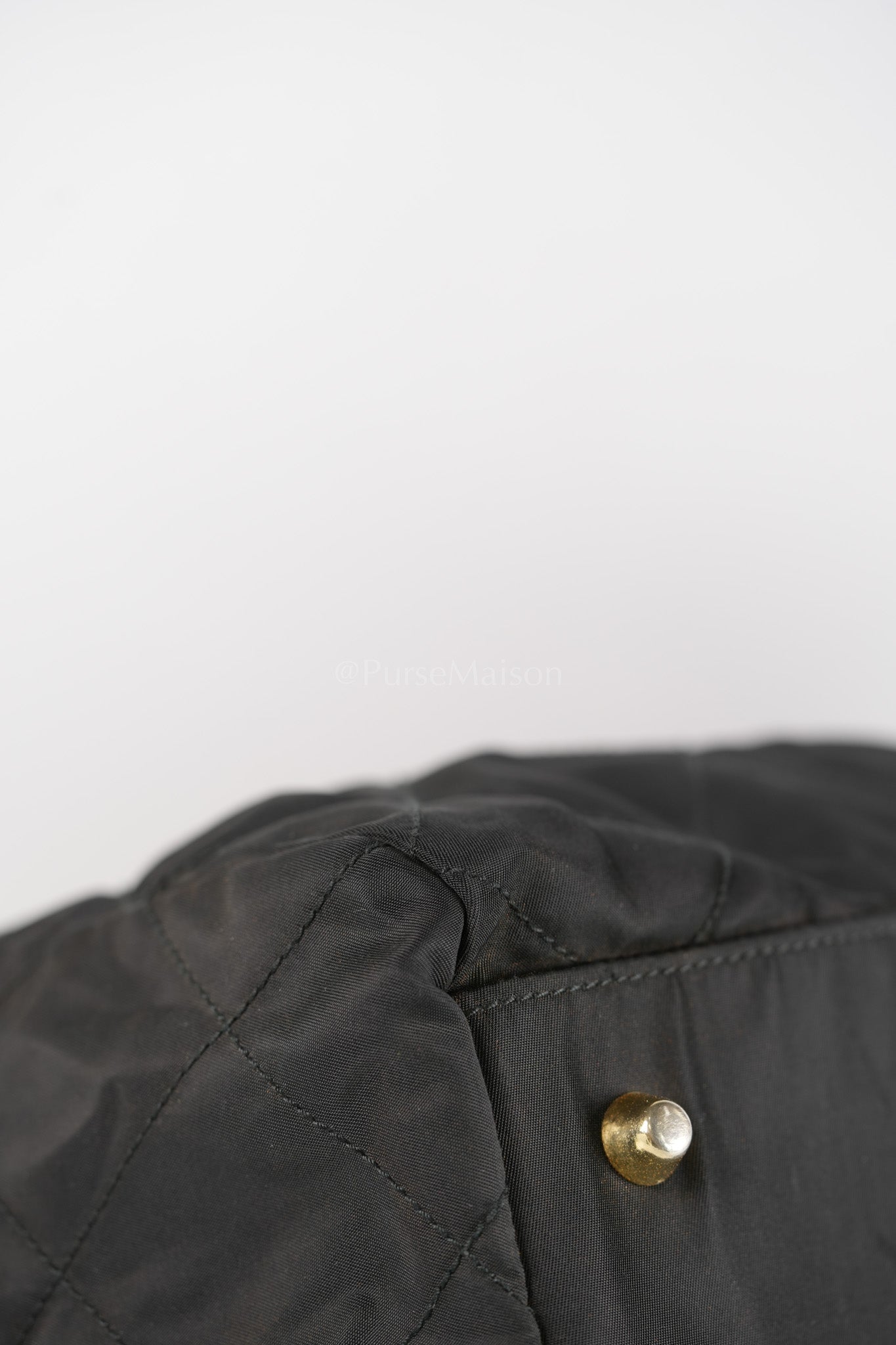 Nylon Boston Duffle Bag in Black Quilted Tessuto with Chain Strap | Purse Maison Luxury Bags Shop