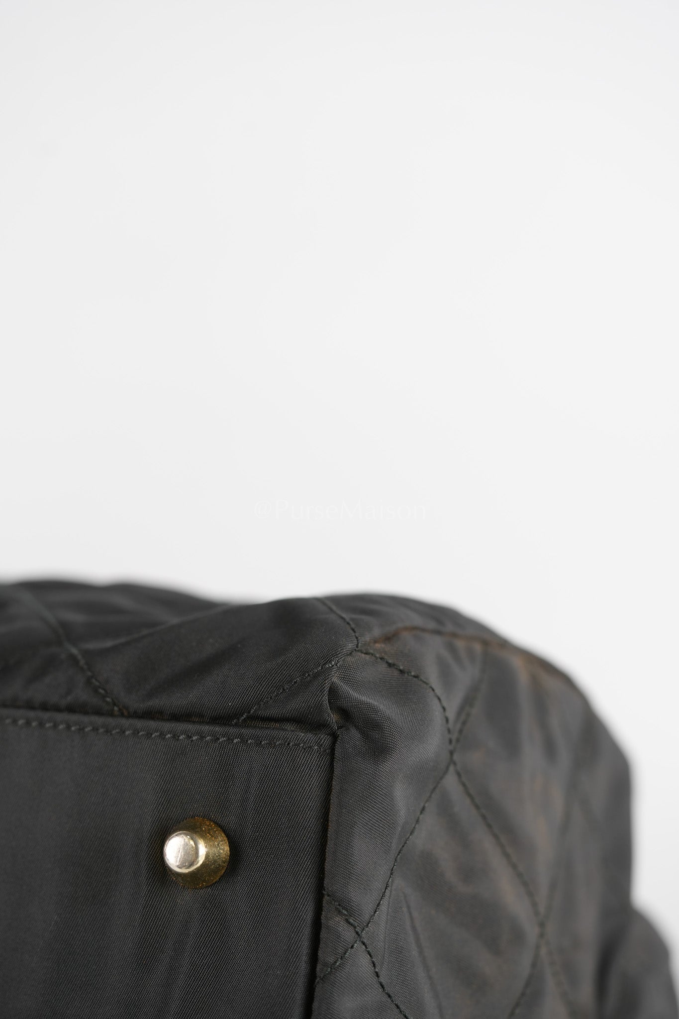 Nylon Boston Duffle Bag in Black Quilted Tessuto with Chain Strap | Purse Maison Luxury Bags Shop