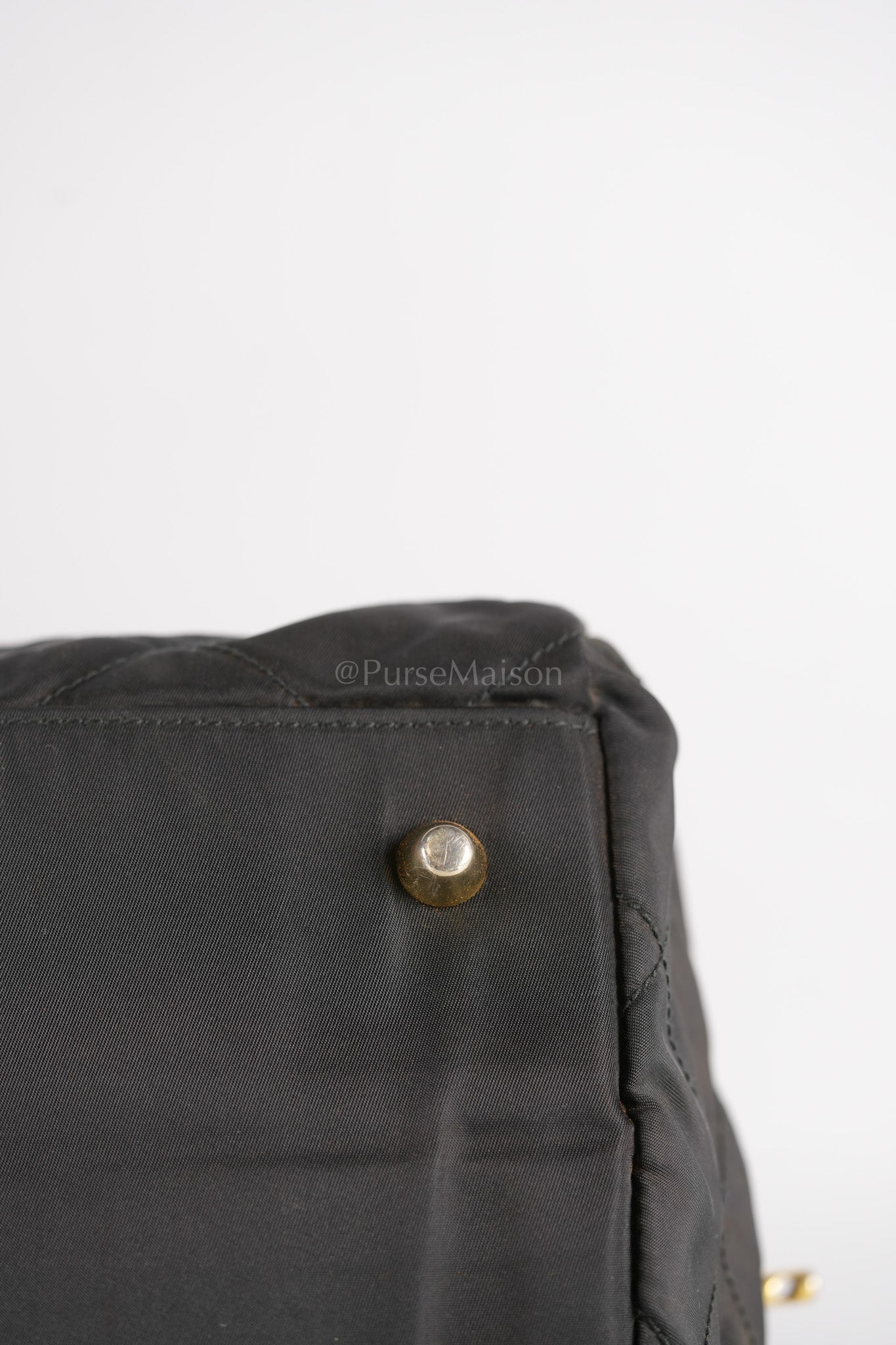 Nylon Boston Duffle Bag in Black Quilted Tessuto with Chain Strap | Purse Maison Luxury Bags Shop