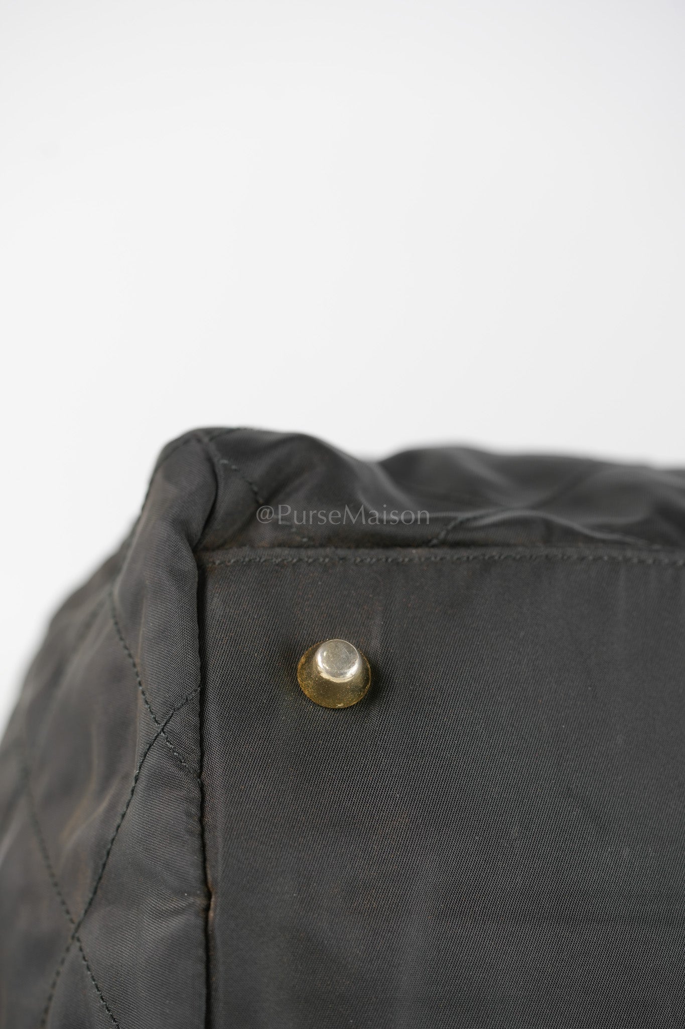 Nylon Boston Duffle Bag in Black Quilted Tessuto with Chain Strap | Purse Maison Luxury Bags Shop