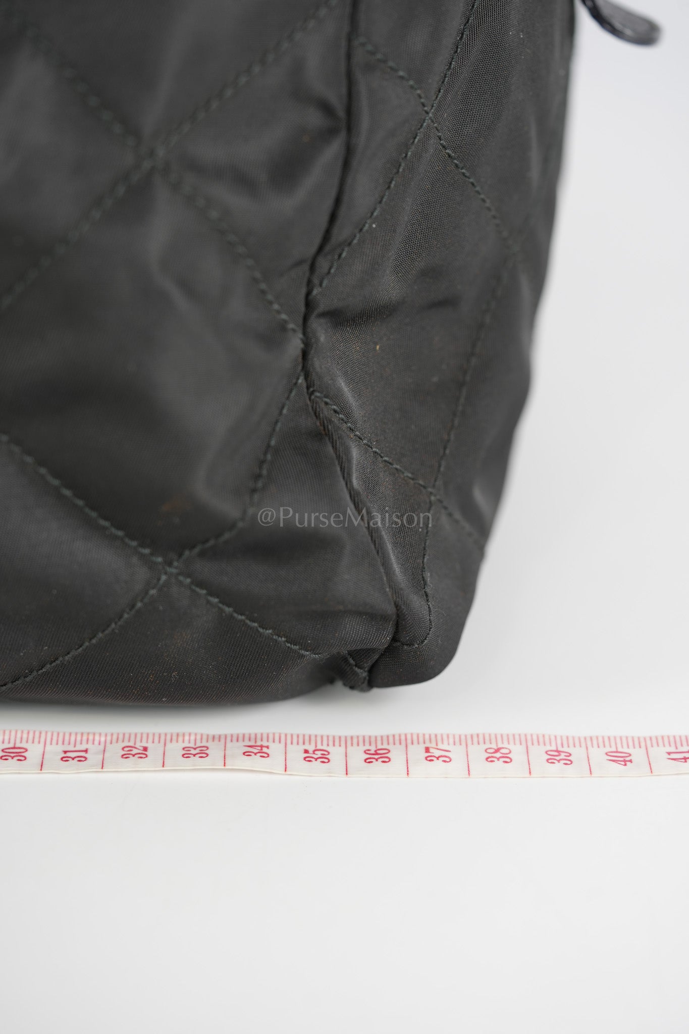 Nylon Boston Duffle Bag in Black Quilted Tessuto with Chain Strap | Purse Maison Luxury Bags Shop