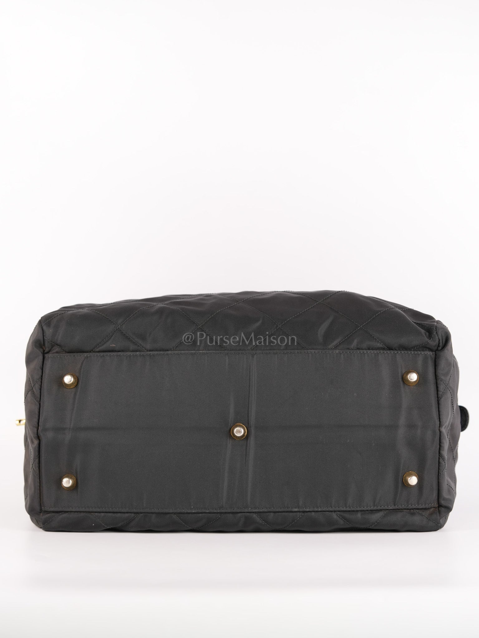 Nylon Boston Duffle Bag in Black Quilted Tessuto with Chain Strap | Purse Maison Luxury Bags Shop