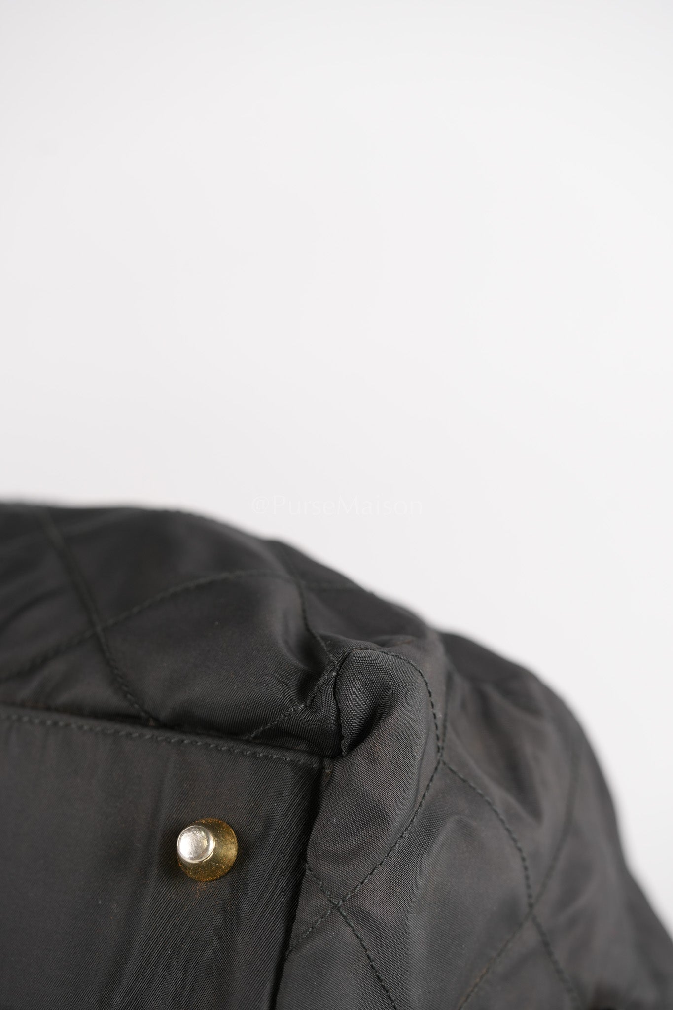 Nylon Boston Duffle Bag in Black Quilted Tessuto with Chain Strap | Purse Maison Luxury Bags Shop