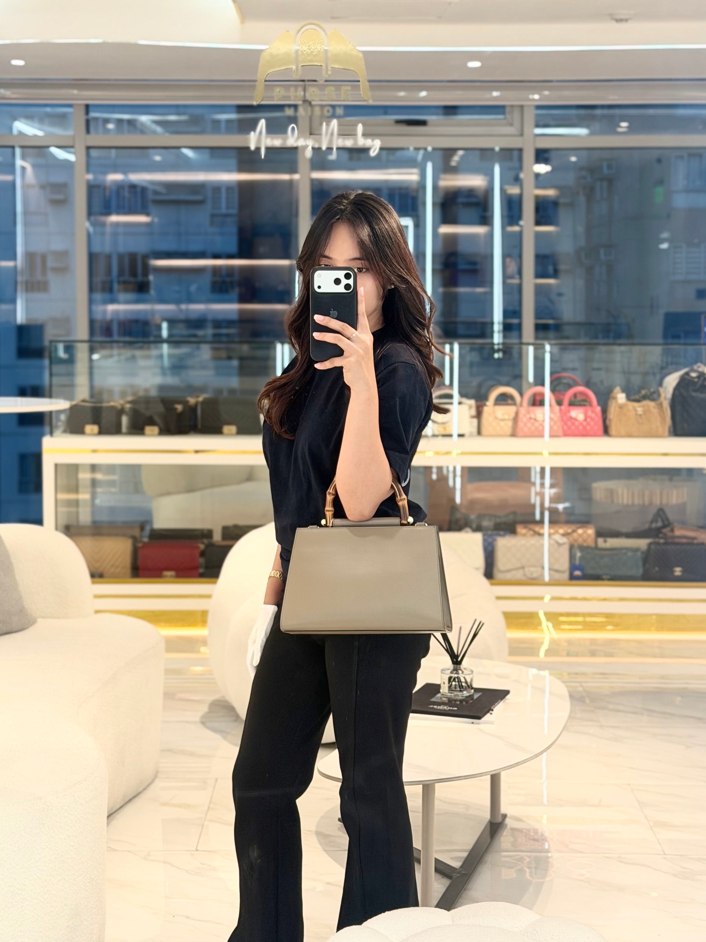 Nymphaea Small in Light Khaki Smooth Calfskin Leather Shoulder Bag | Purse Maison Luxury Bags Shop