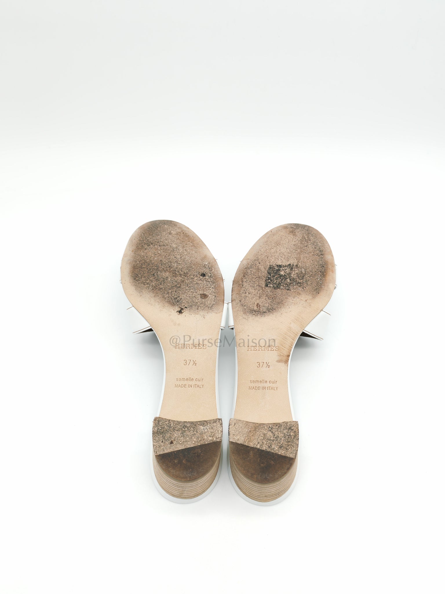 Oasis in White Swift Leather Sandals Size 37.5EU (24.5CM) | Purse Maison Luxury Bags Shop