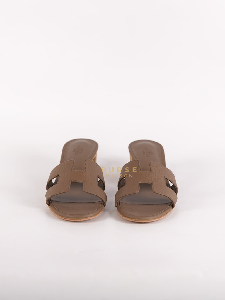 Oasis Sandals in Etoupe Leather Size 38(24.5cm) | Purse Maison Luxury Bags Shop
