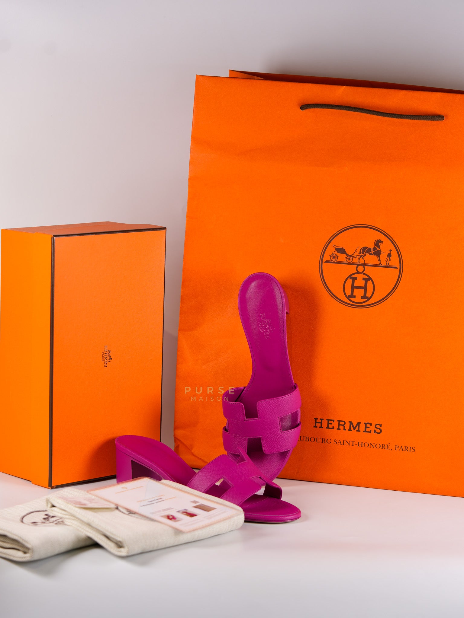 Oasis Sandals Rose Bougainvilliers in Epsom Leathe Size 38.5 EU (24 cm) | Purse Maison Luxury Bags Shop