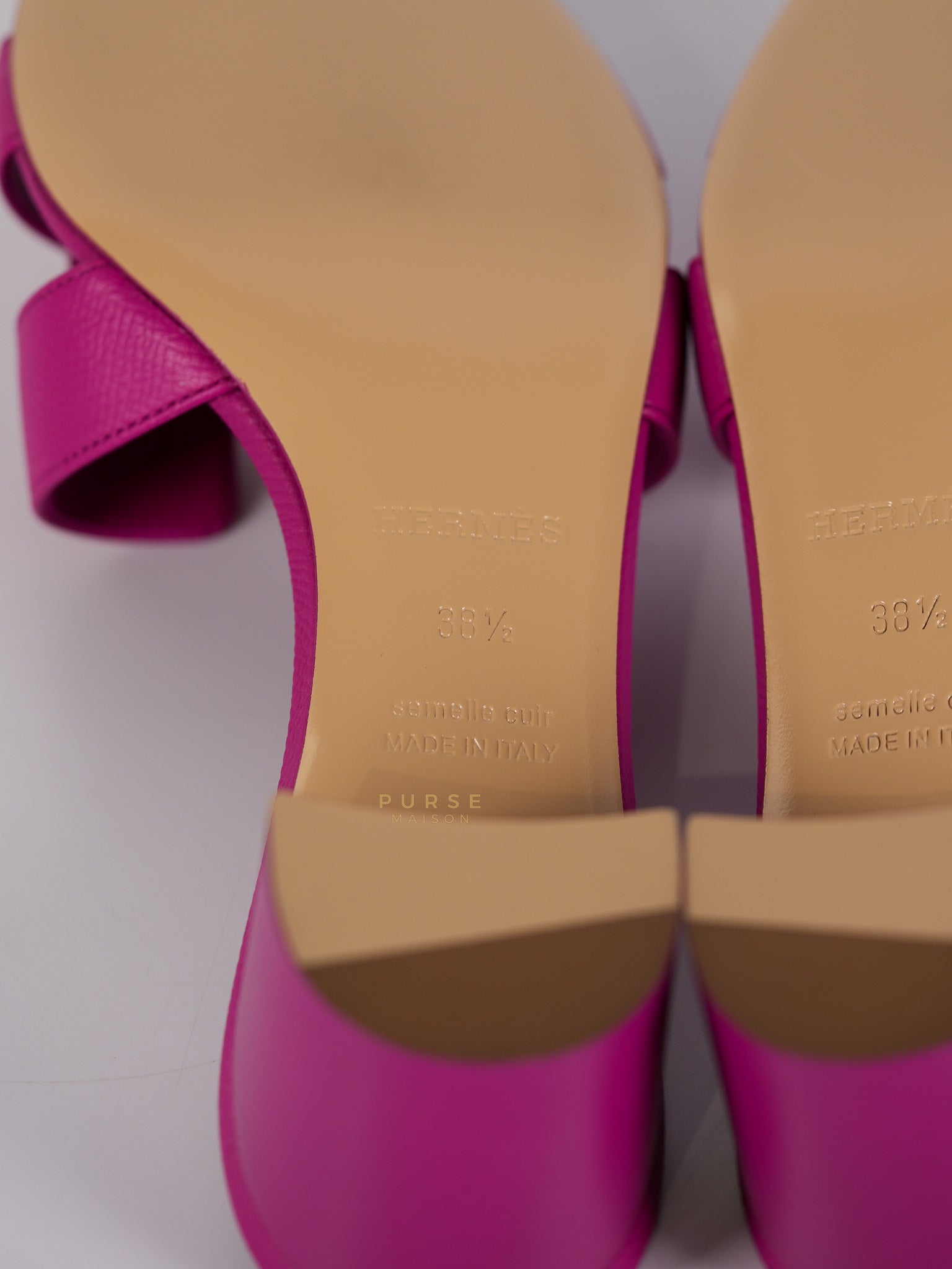 Oasis Sandals Rose Bougainvilliers in Epsom Leathe Size 38.5 EU (24 cm) | Purse Maison Luxury Bags Shop