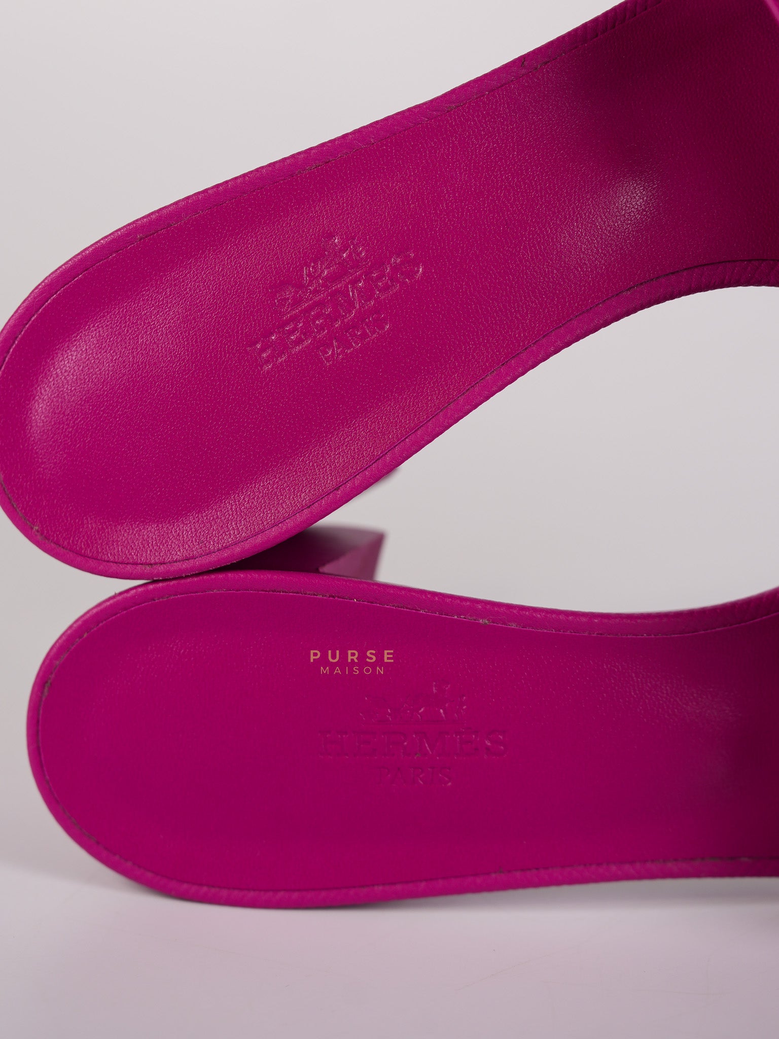 Oasis Sandals Rose Bougainvilliers in Epsom Leathe Size 38.5 EU (24 cm) | Purse Maison Luxury Bags Shop