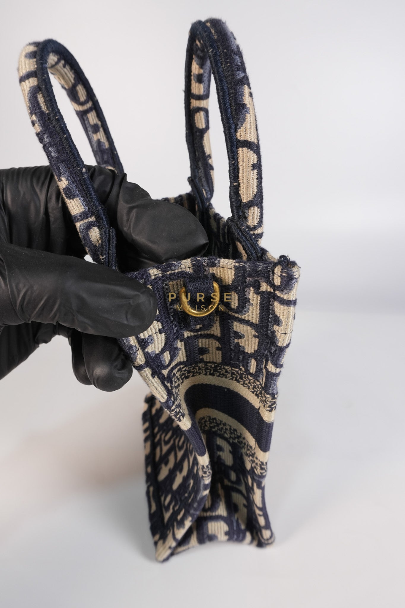 Oblique Mini Book Tote Phone Bag in Blue | Purse Maison Luxury Bags Shop