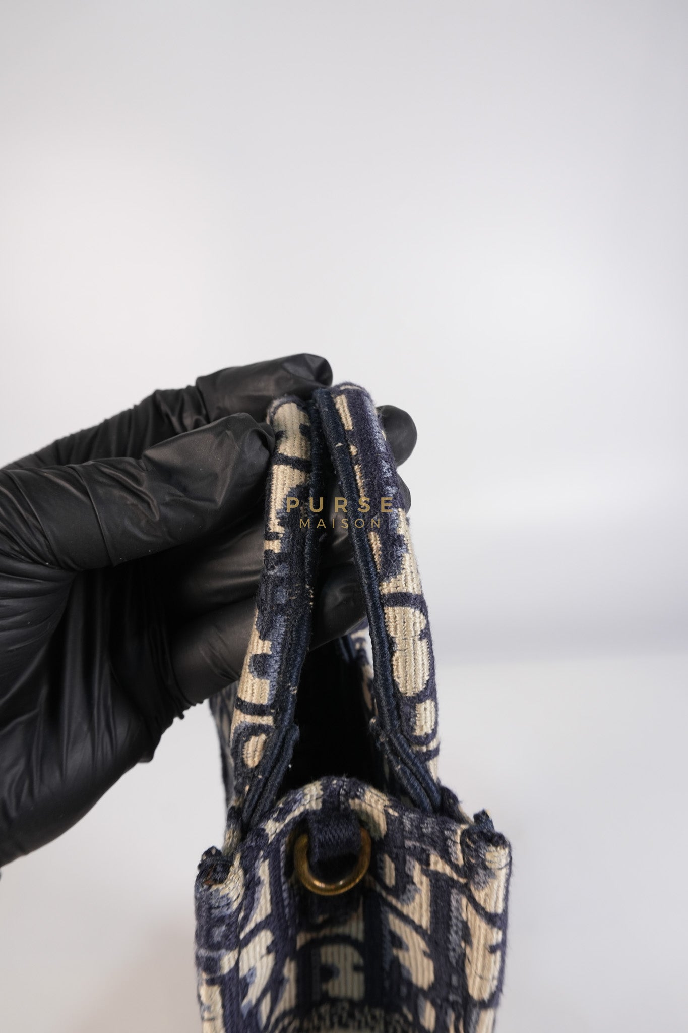 Oblique Mini Book Tote Phone Bag in Blue | Purse Maison Luxury Bags Shop