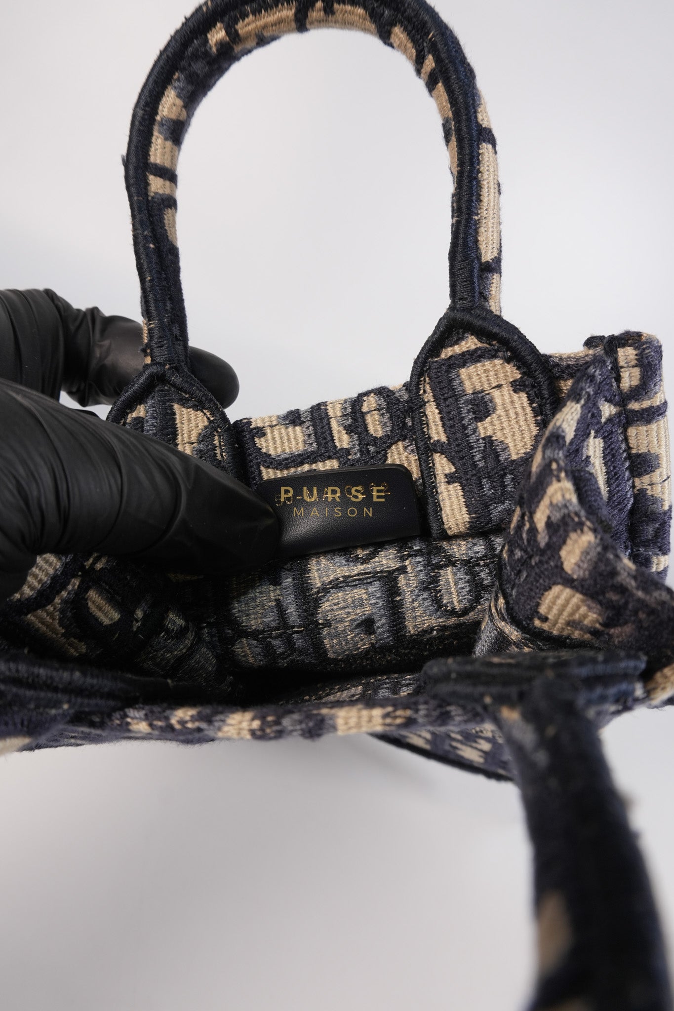 Oblique Mini Book Tote Phone Bag in Blue | Purse Maison Luxury Bags Shop