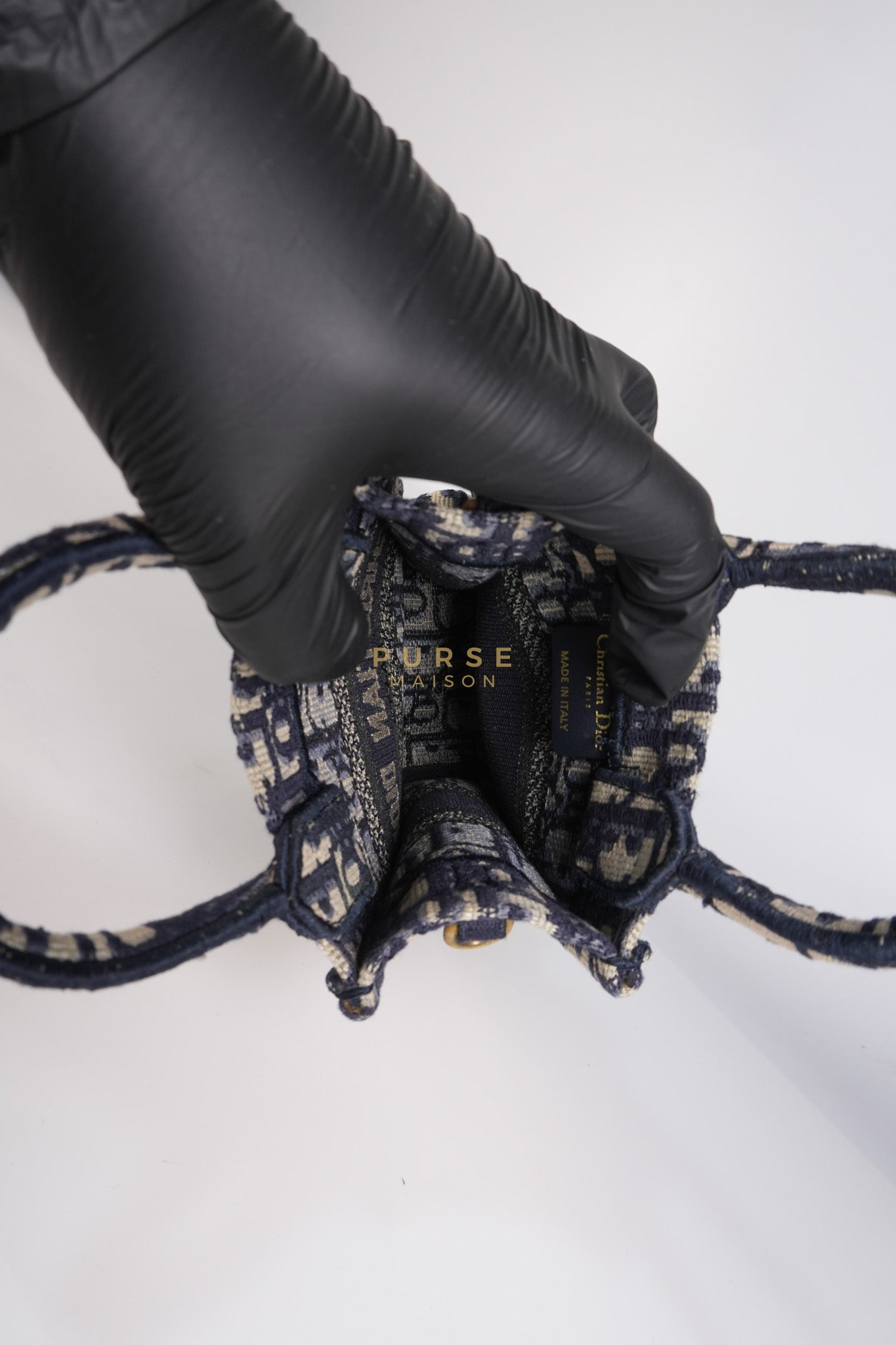 Oblique Mini Book Tote Phone Bag in Blue | Purse Maison Luxury Bags Shop