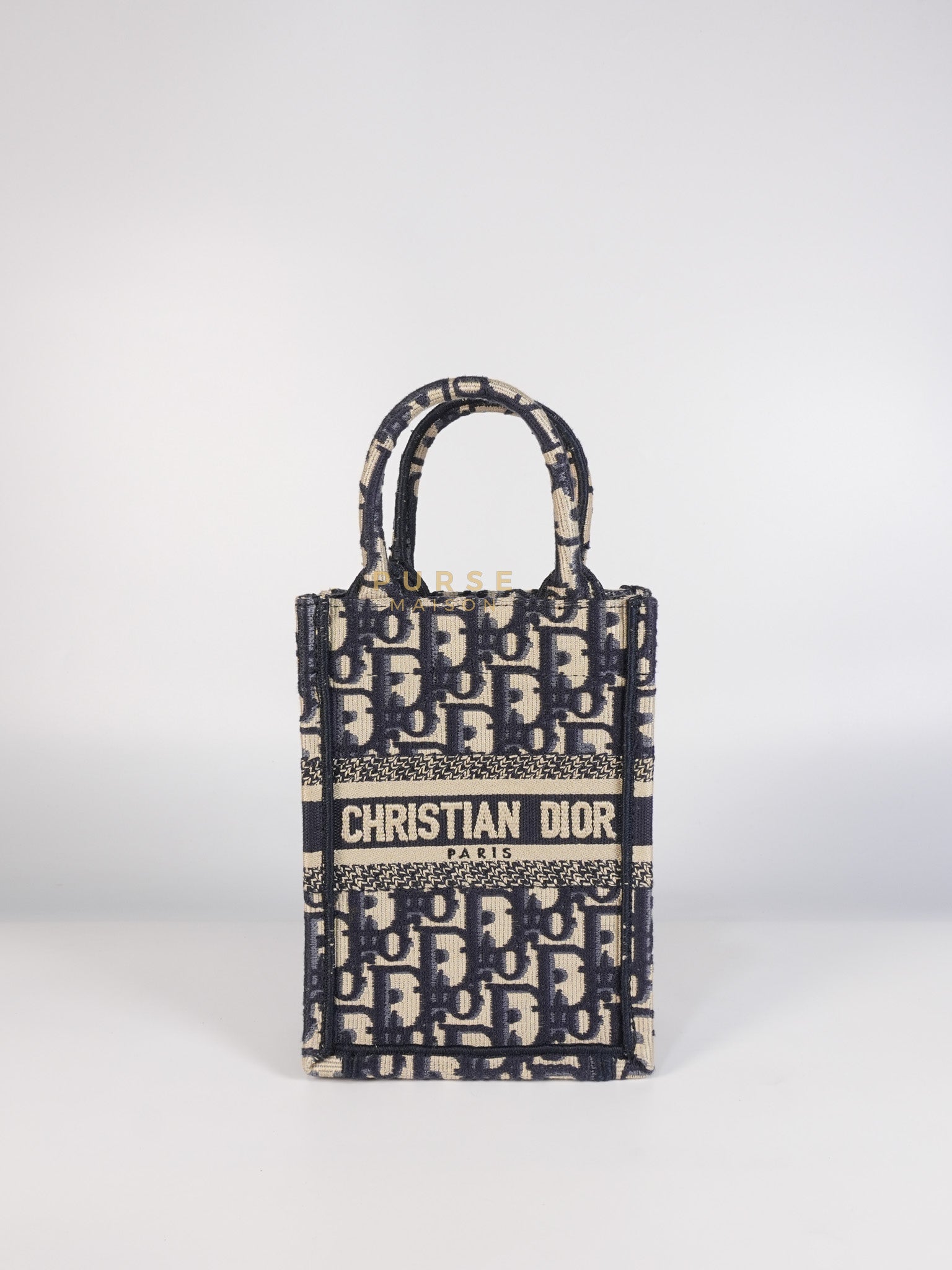 Oblique Mini Book Tote Phone Bag in Blue | Purse Maison Luxury Bags Shop