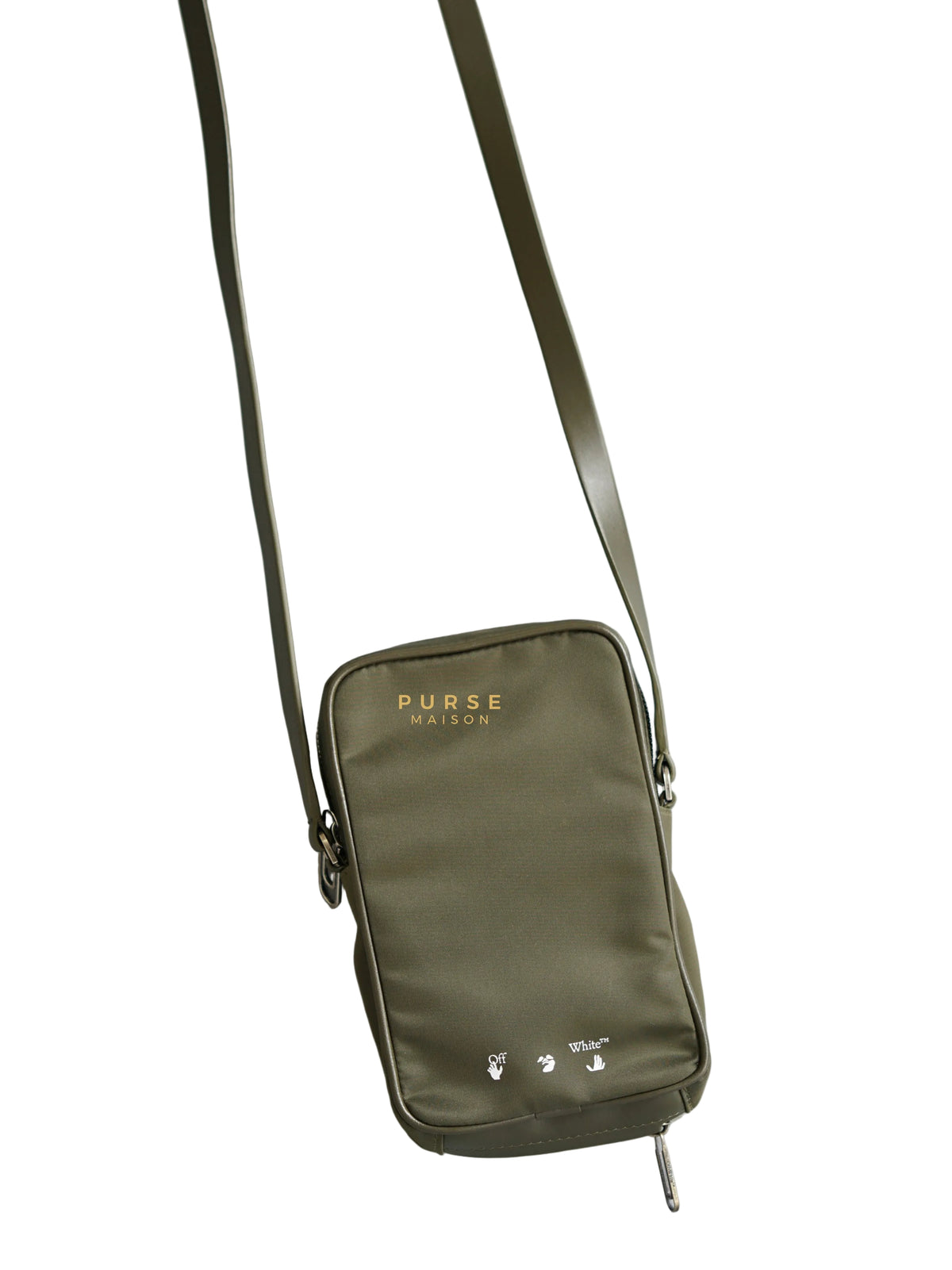 Off-White Zip Around Logo Bag (Army Green) | Purse Maison Luxury Bags Shop