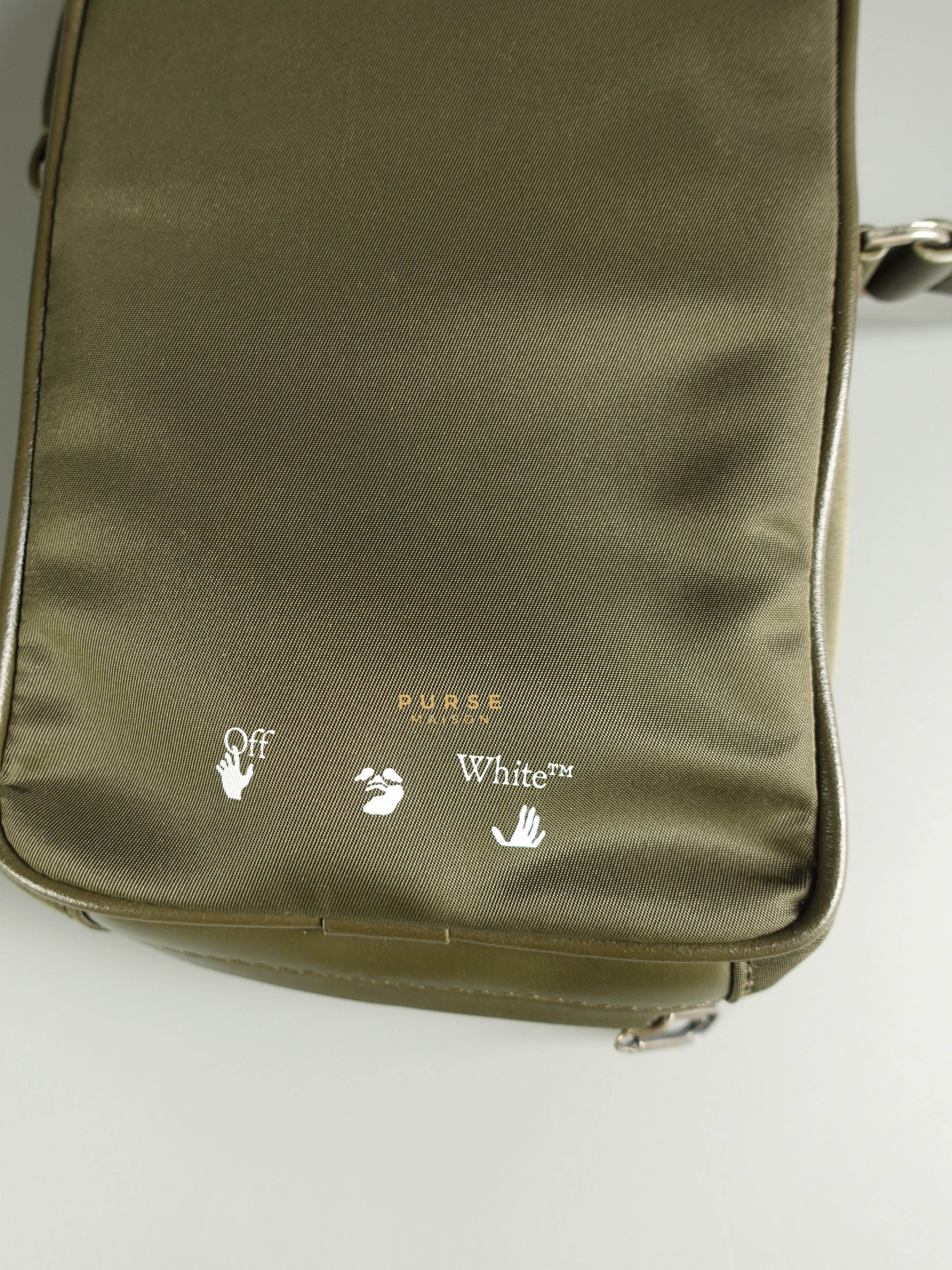Off-White Zip Around Logo Bag (Army Green) | Purse Maison Luxury Bags Shop