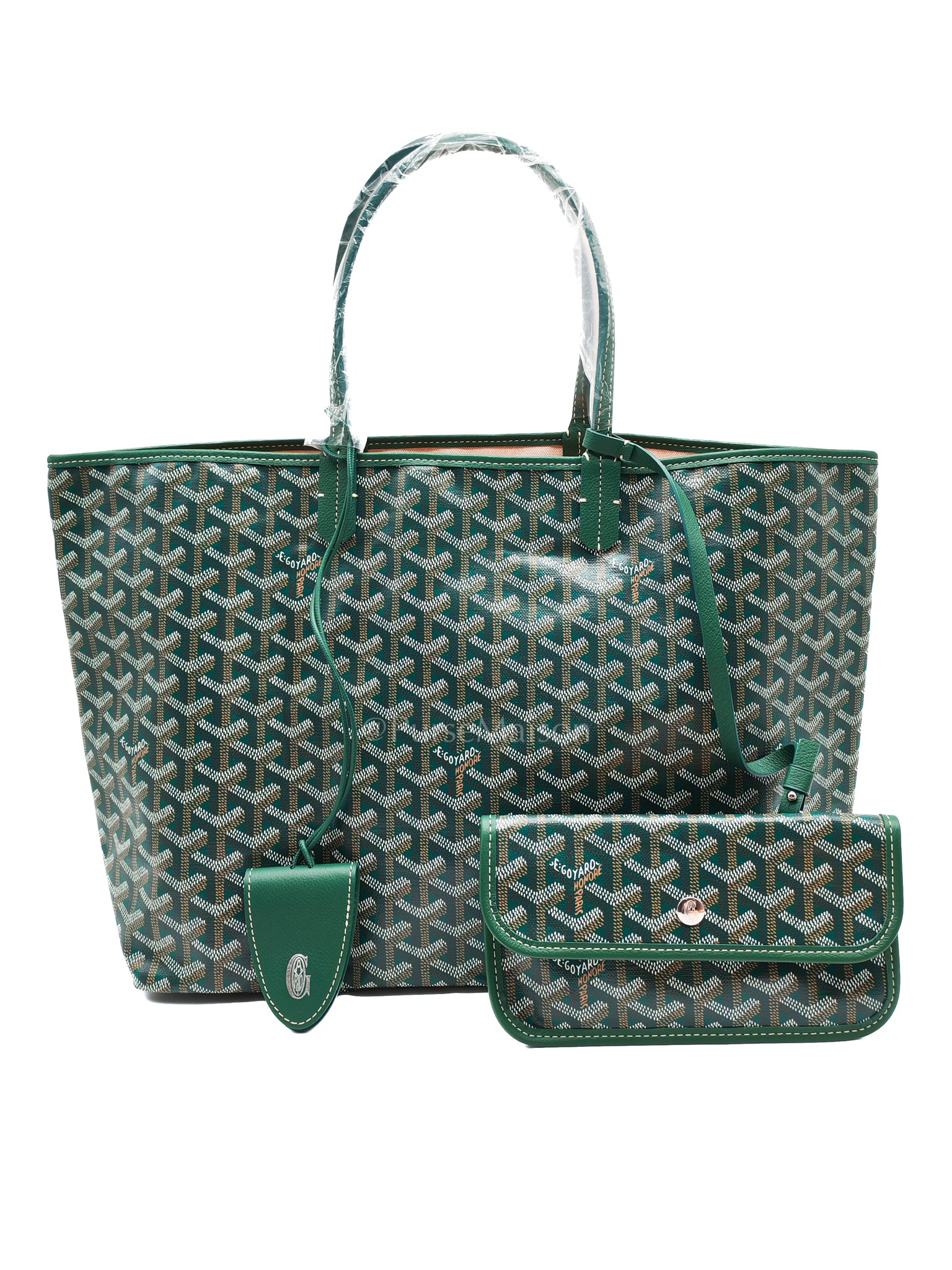 Saint Louis PM Vert/Green with Croc Universel Clip Charm in Goyardine Canvas