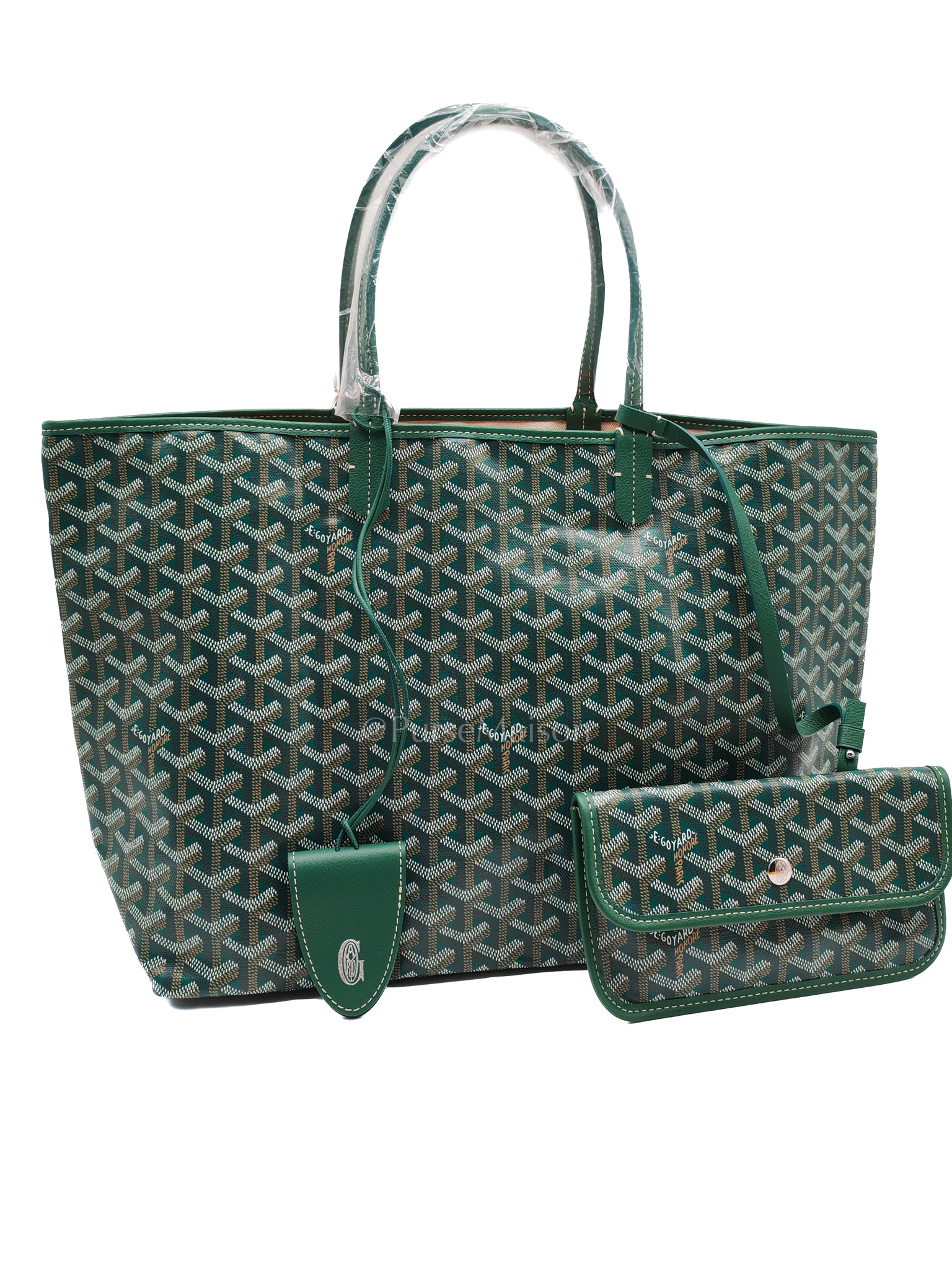 Saint Louis PM Vert/Green with Croc Universel Clip Charm in Goyardine Canvas