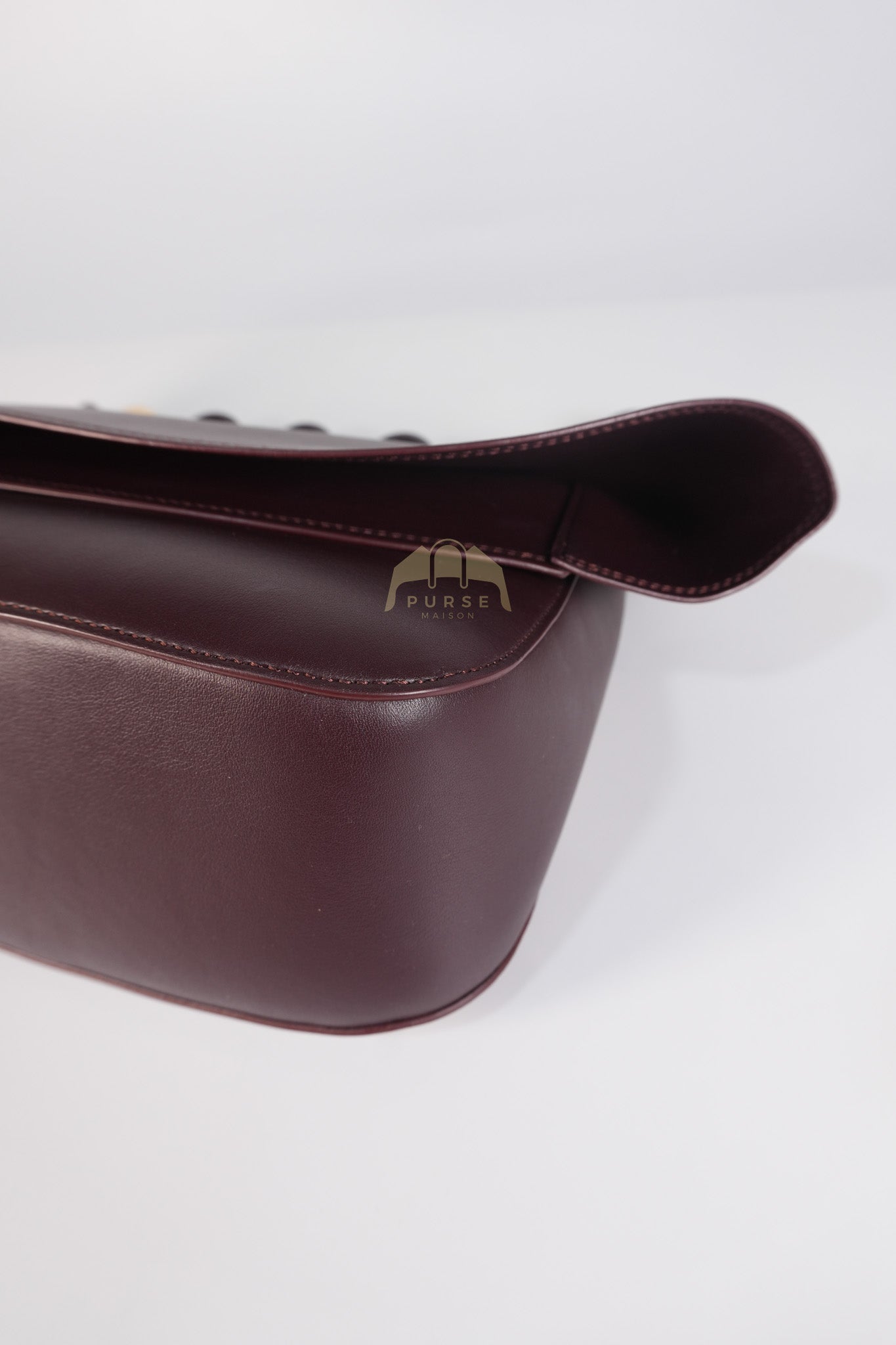 Ola Shoulder Bag Medium in Dark Burgundy Calfskin Leather & Gold Hardware | Purse Maison Luxury Bags Shop