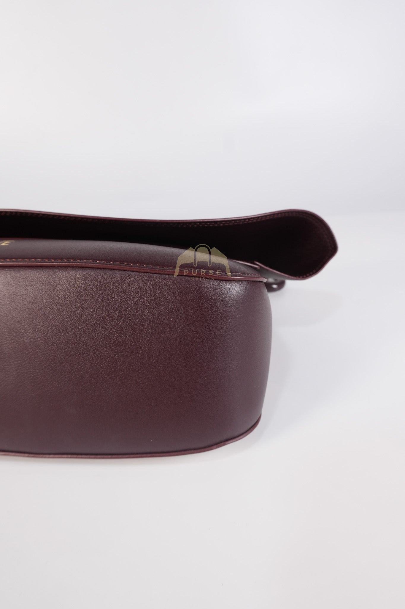 Ola Shoulder Bag Medium in Dark Burgundy Calfskin Leather & Gold Hardware | Purse Maison Luxury Bags Shop