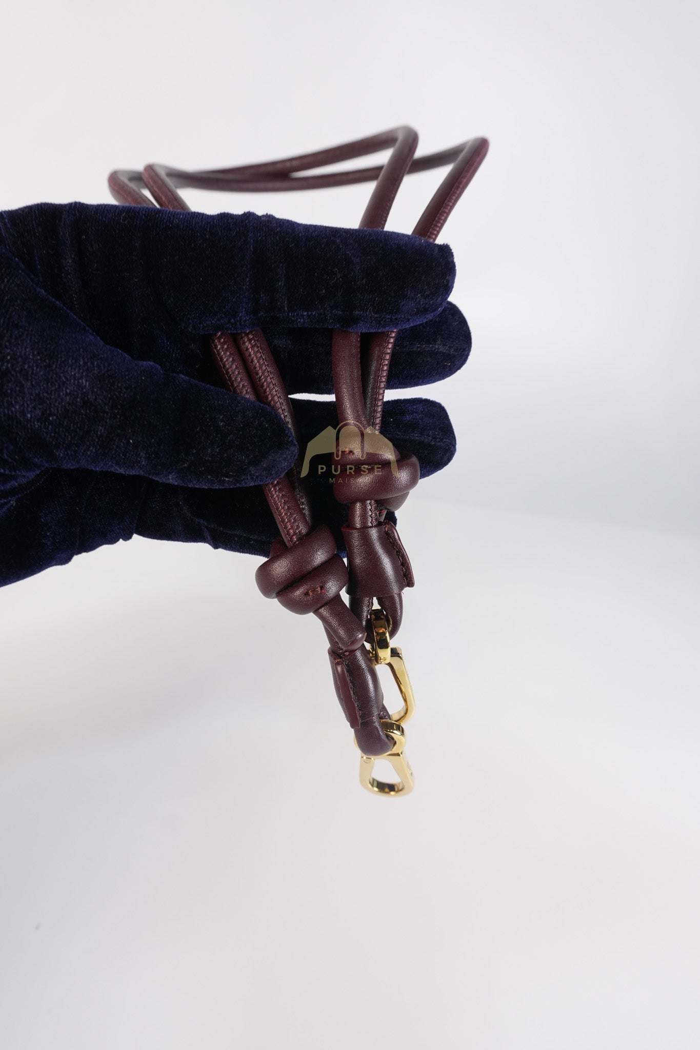 Ola Shoulder Bag Medium in Dark Burgundy Calfskin Leather & Gold Hardware | Purse Maison Luxury Bags Shop