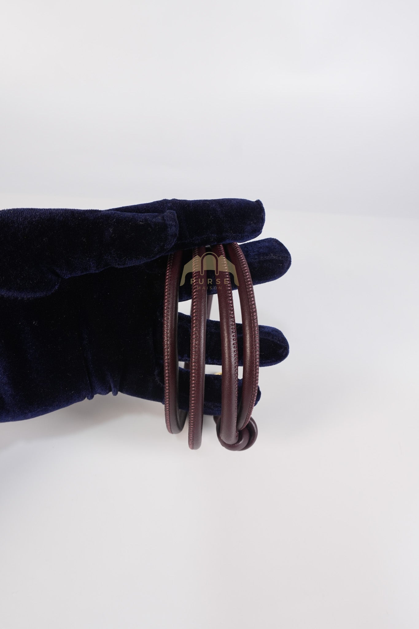 Ola Shoulder Bag Medium in Dark Burgundy Calfskin Leather & Gold Hardware | Purse Maison Luxury Bags Shop