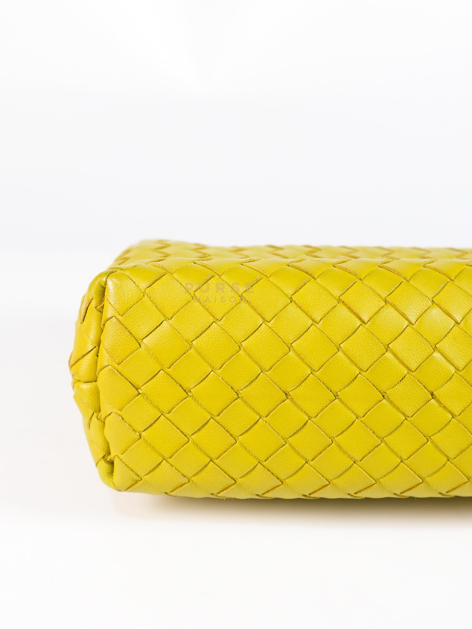 Olimpia Bag in Lime Green Intrecciato Woven Nappa Leather | Purse Maison Luxury Bags Shop