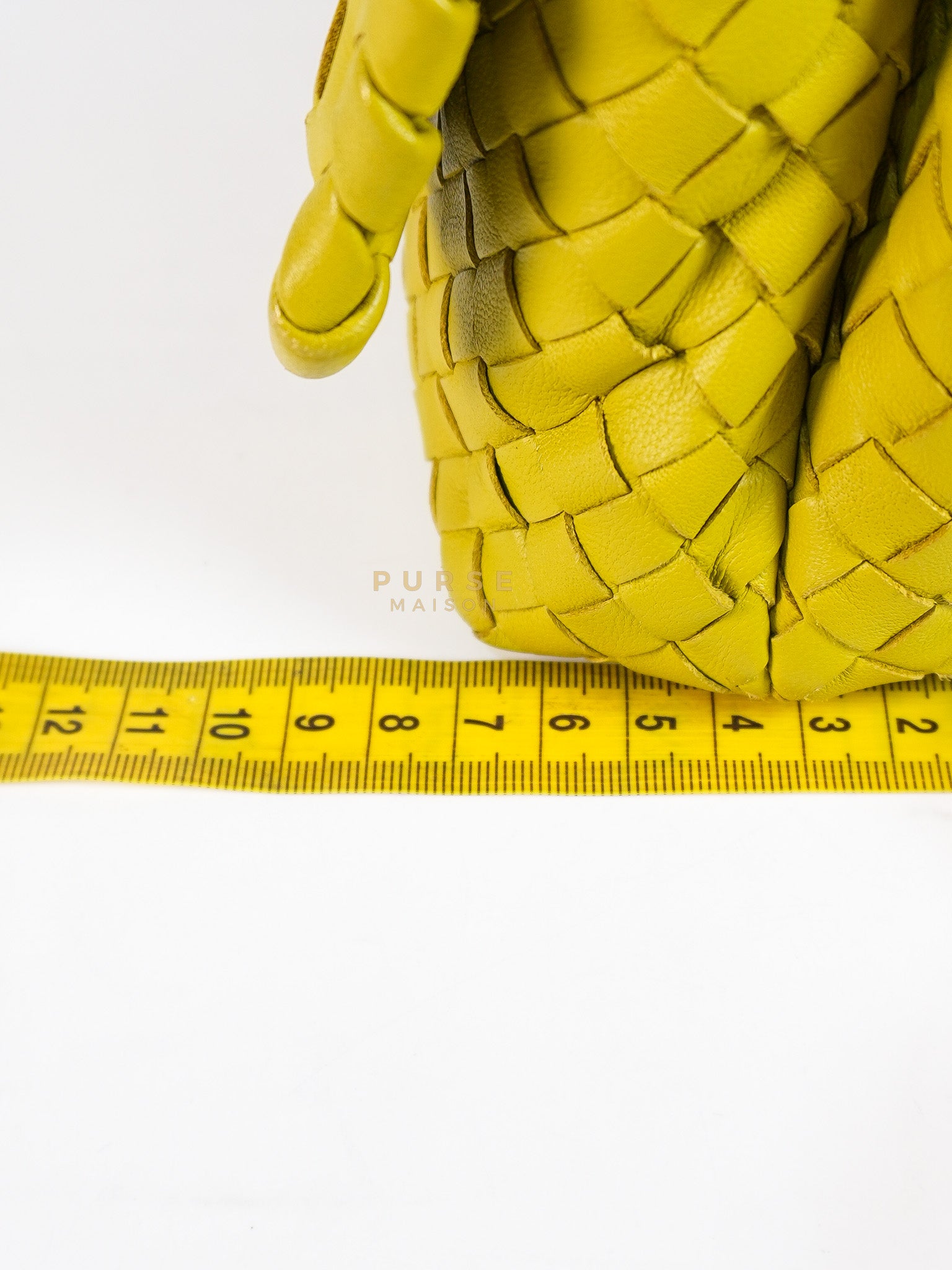 Olimpia Bag in Lime Green Intrecciato Woven Nappa Leather | Purse Maison Luxury Bags Shop