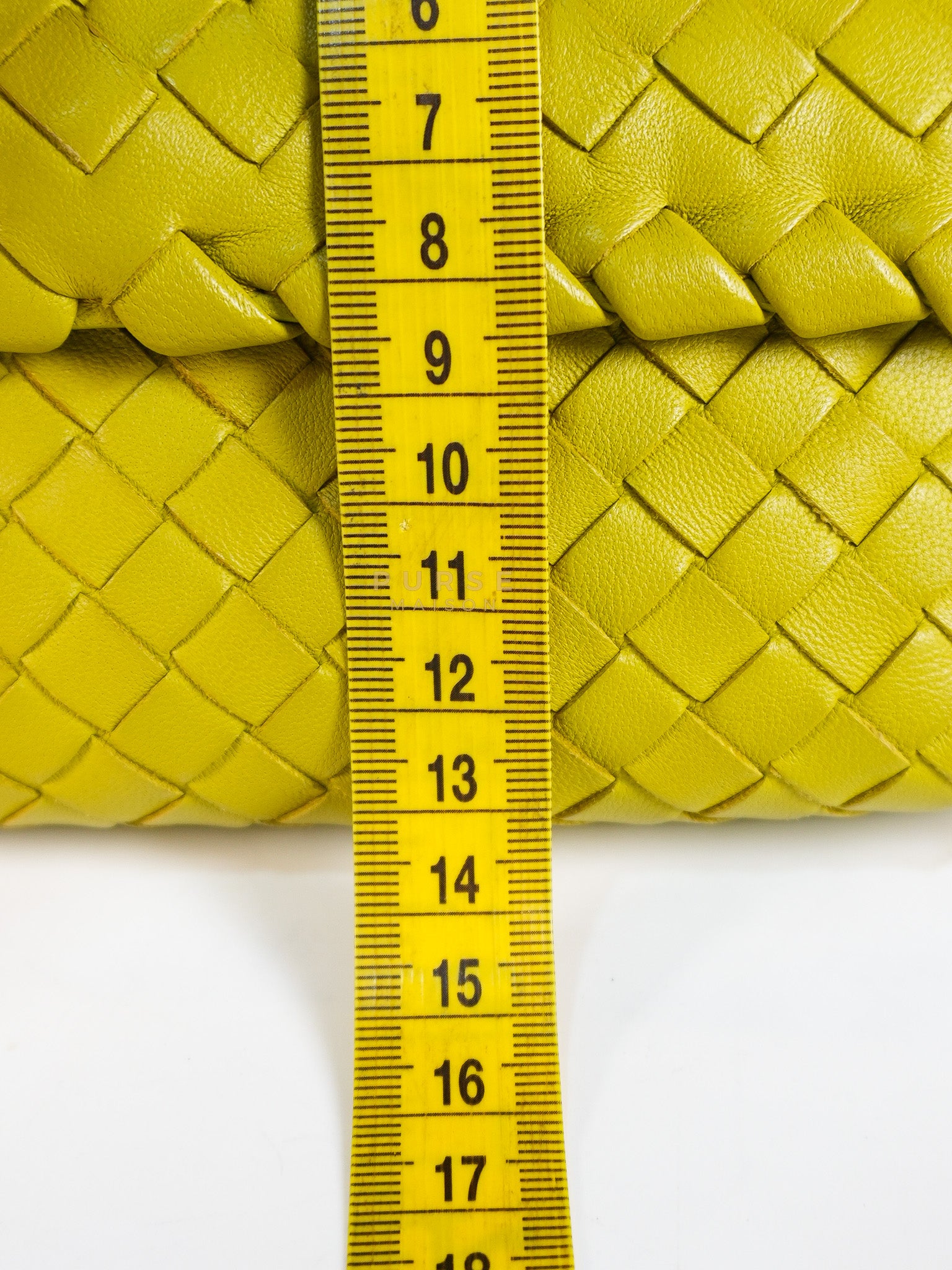 Olimpia Bag in Lime Green Intrecciato Woven Nappa Leather | Purse Maison Luxury Bags Shop