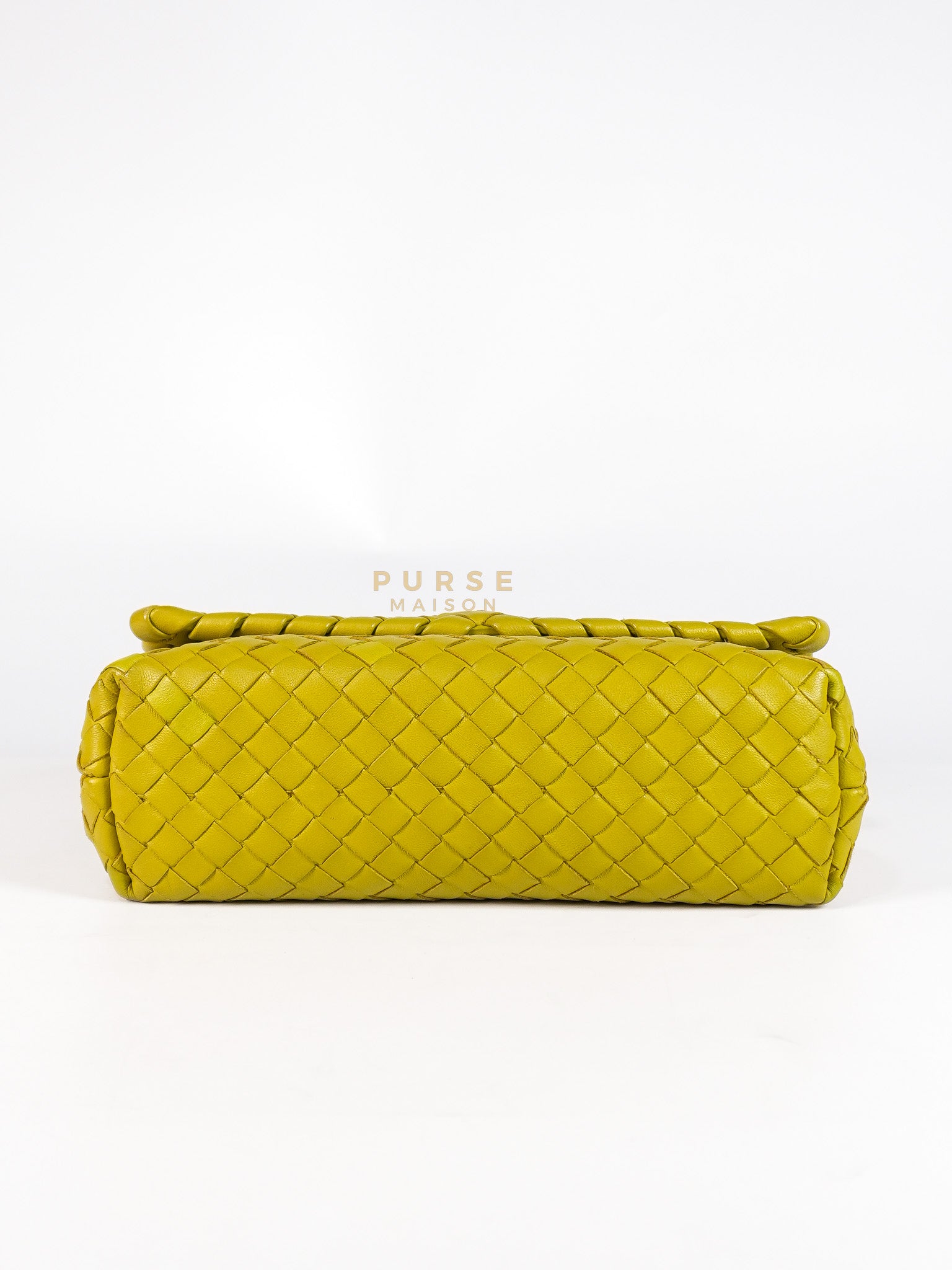 Olimpia Bag in Lime Green Intrecciato Woven Nappa Leather | Purse Maison Luxury Bags Shop
