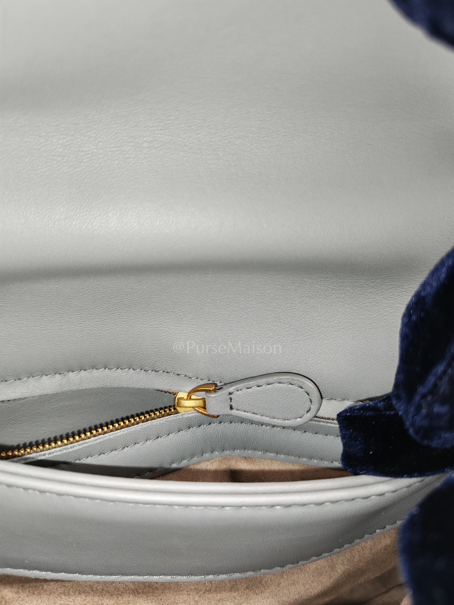 Olimpia Bag Small in Gray Intrecciato Nappa Leather & Gold Hardware | Purse Maison Luxury Bags Shop