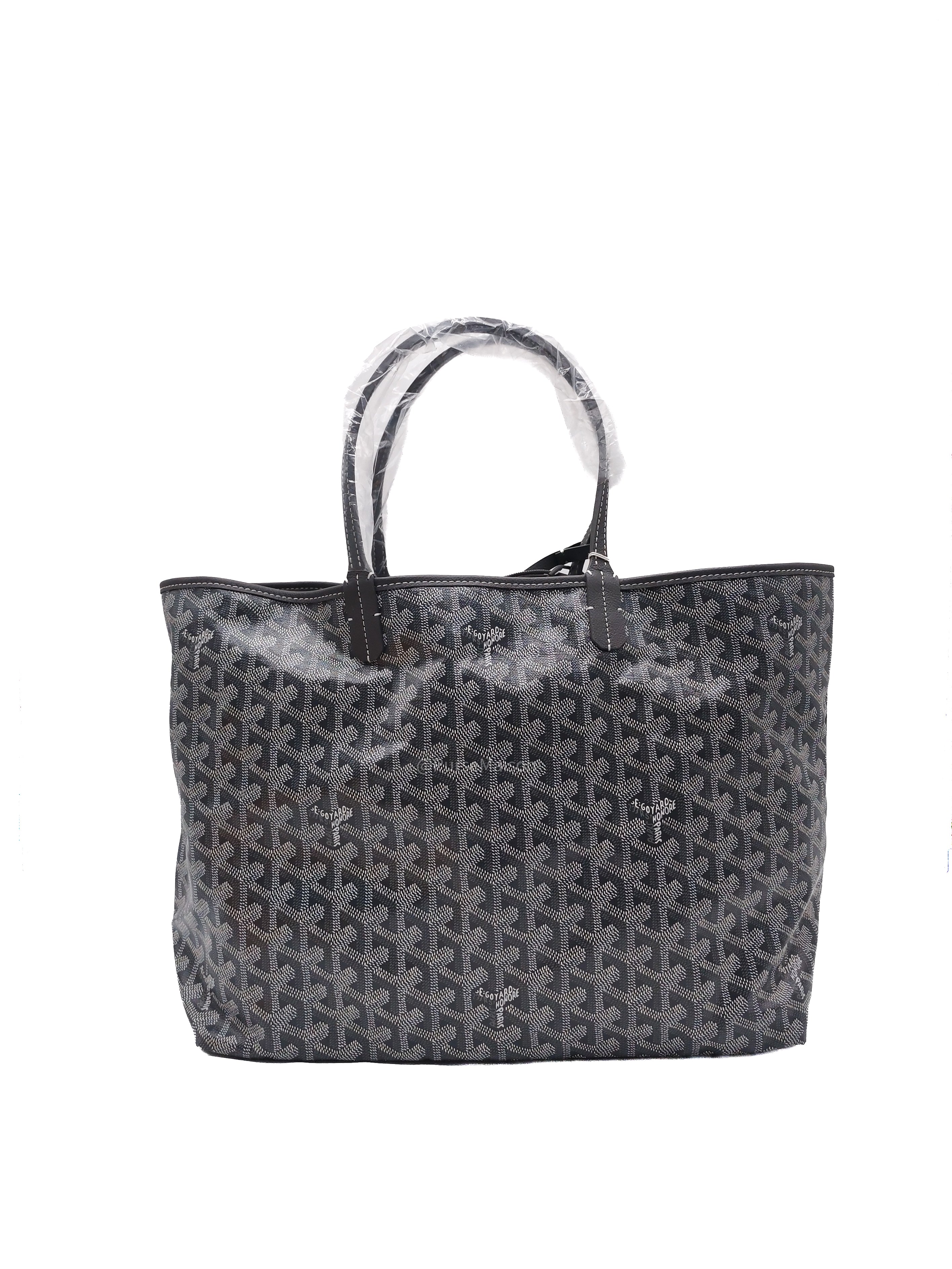 Goyard Saint Louis PM Tote Bag in Gris/Grey Goyardine Canvas with Croc Universel Clip Charm