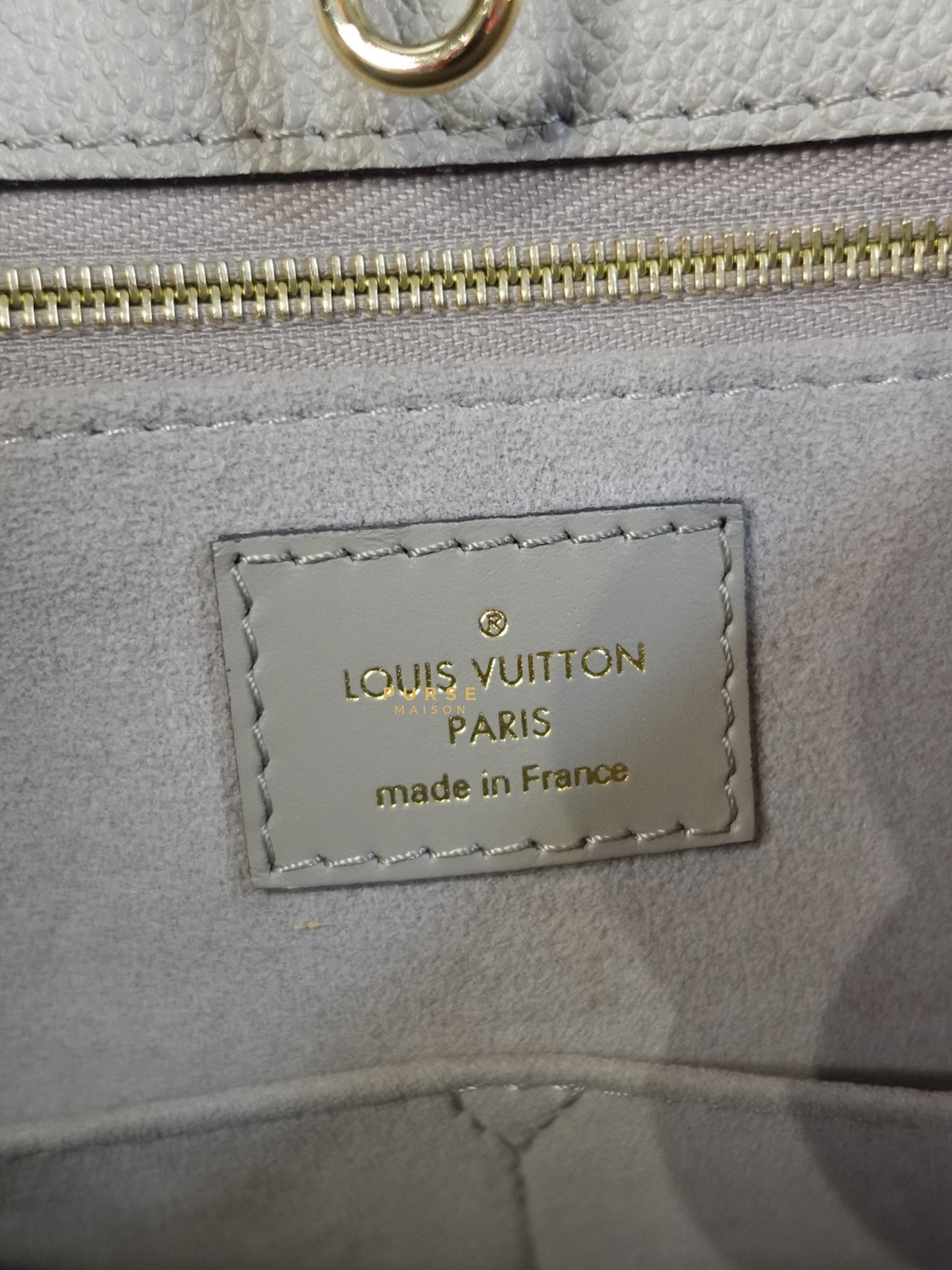 OnTheGo MM Tourterelle Empreinte Leather | Purse Maison Luxury Bags Shop