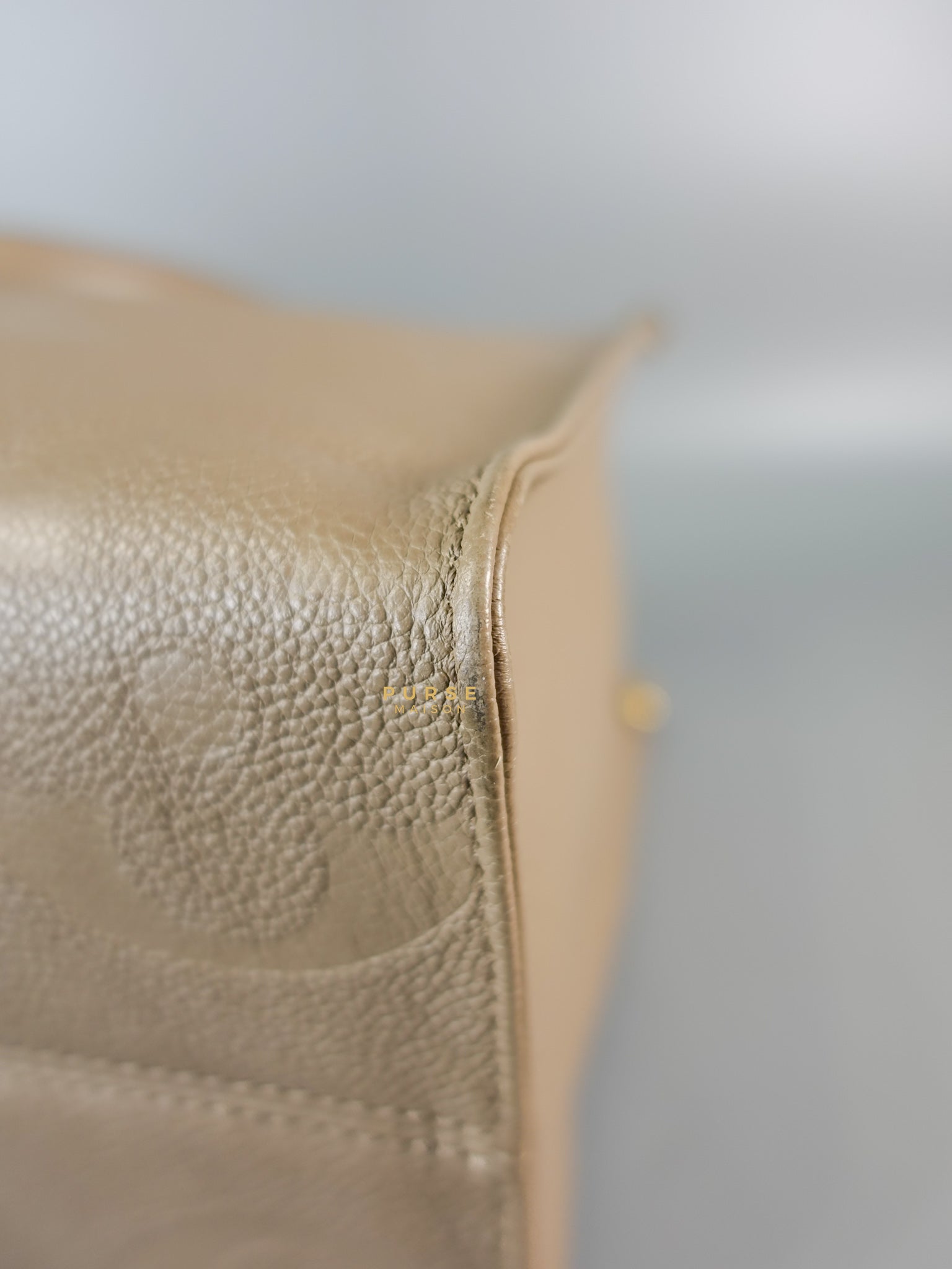 OnTheGo MM Tourterelle Empreinte Leather | Purse Maison Luxury Bags Shop