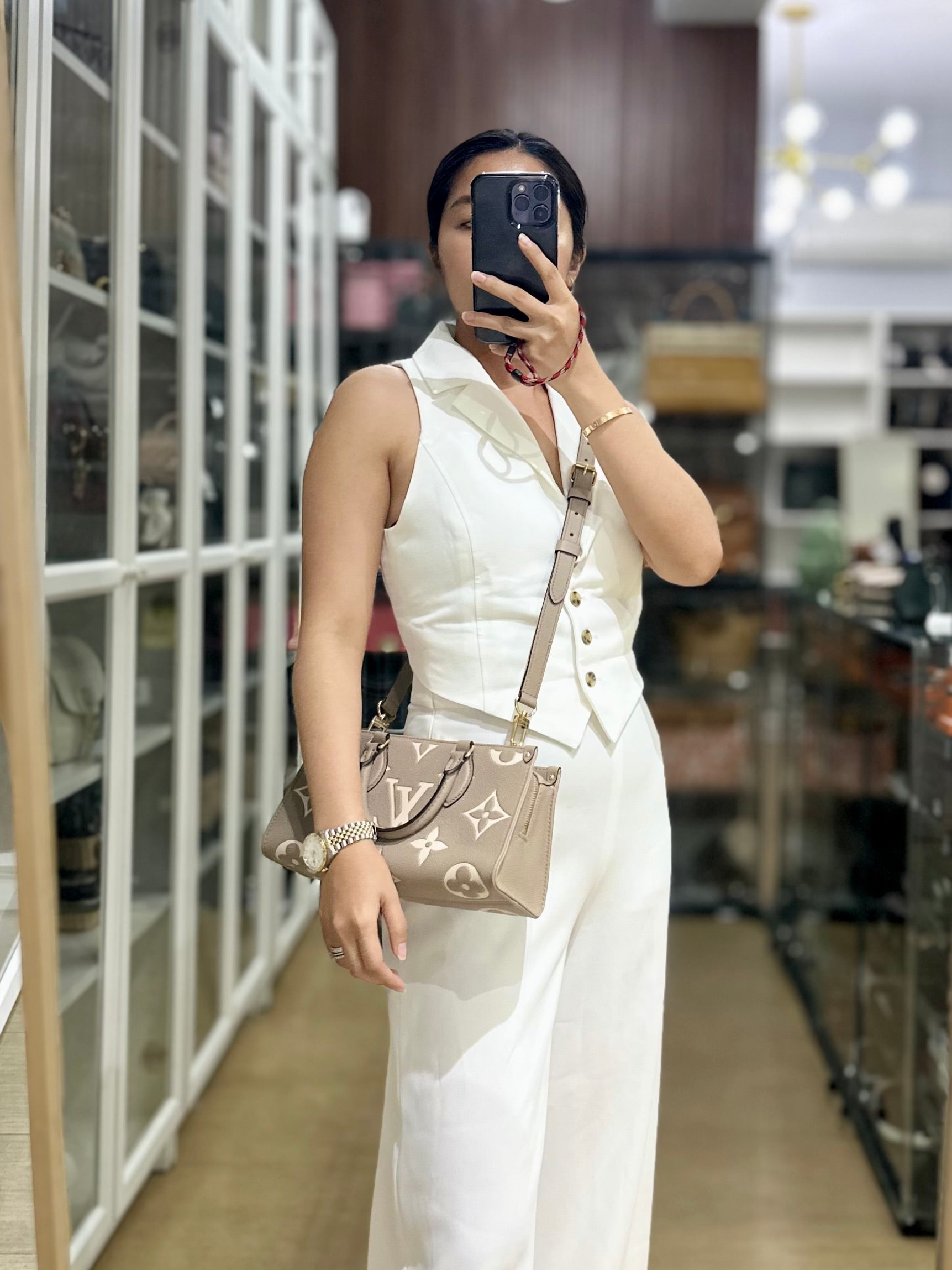 OnTheGo (OTG) East West Bi-color Empriente Leather (Microchip) | Purse Maison Luxury Bags Shop