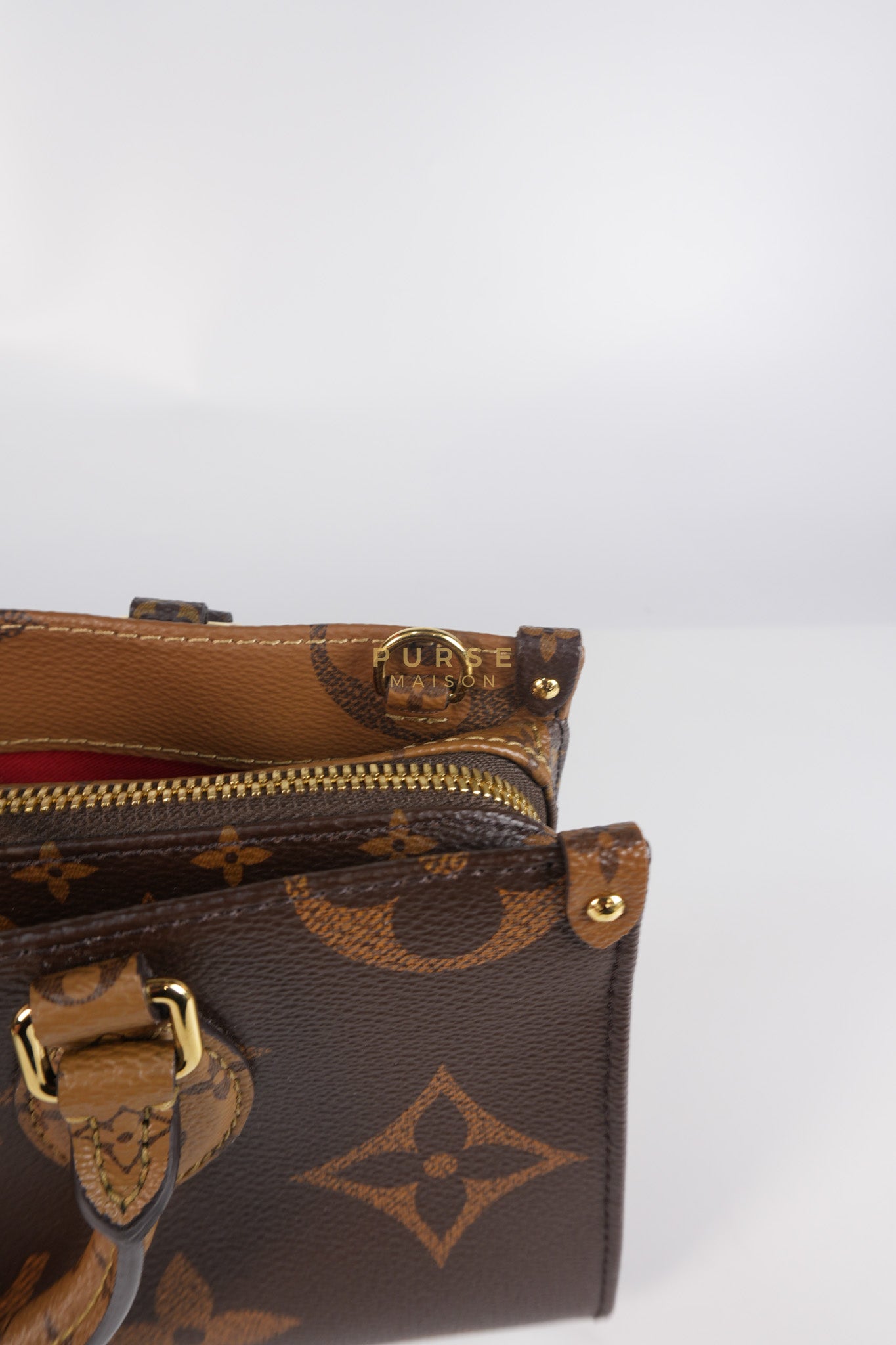 OnTheGo (OTG) East West in Reverse Monogram Canvas & Gold Hardware Microchip | Purse Maison Luxury Bags Shop