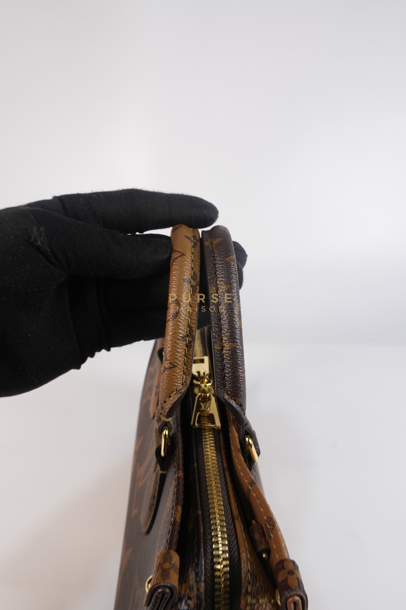 OnTheGo (OTG) East West in Reverse Monogram Canvas & Gold Hardware Microchip | Purse Maison Luxury Bags Shop