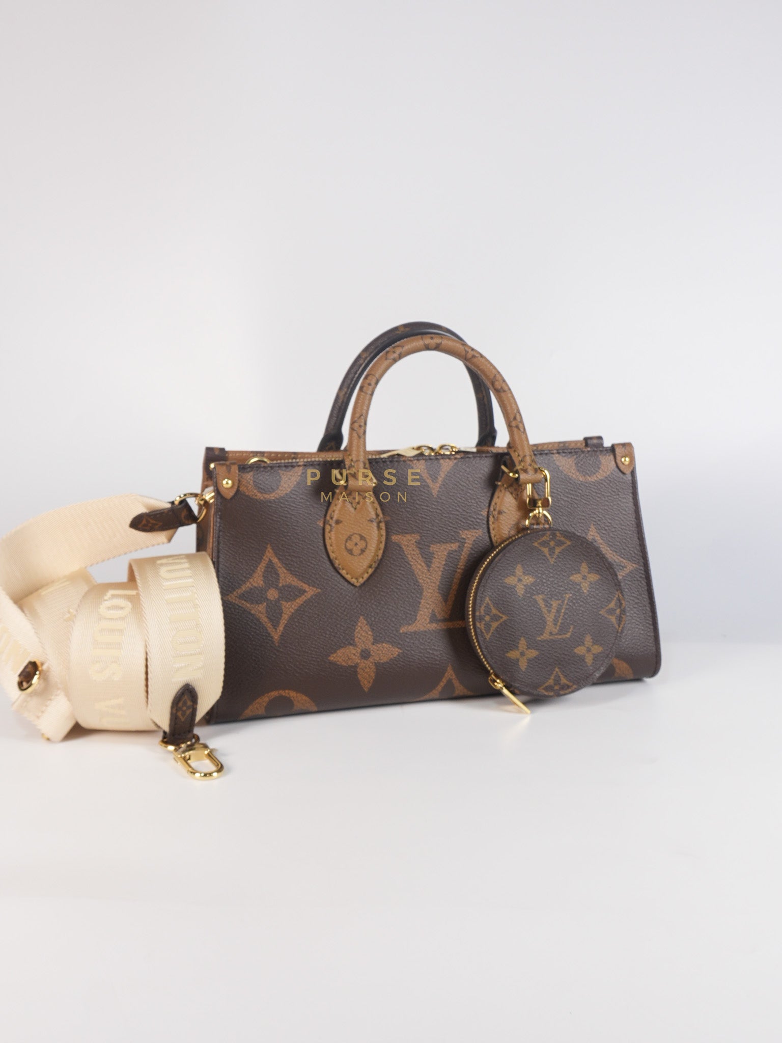 OnTheGo (OTG) East West in Reverse Monogram Canvas & Gold Hardware Microchip | Purse Maison Luxury Bags Shop