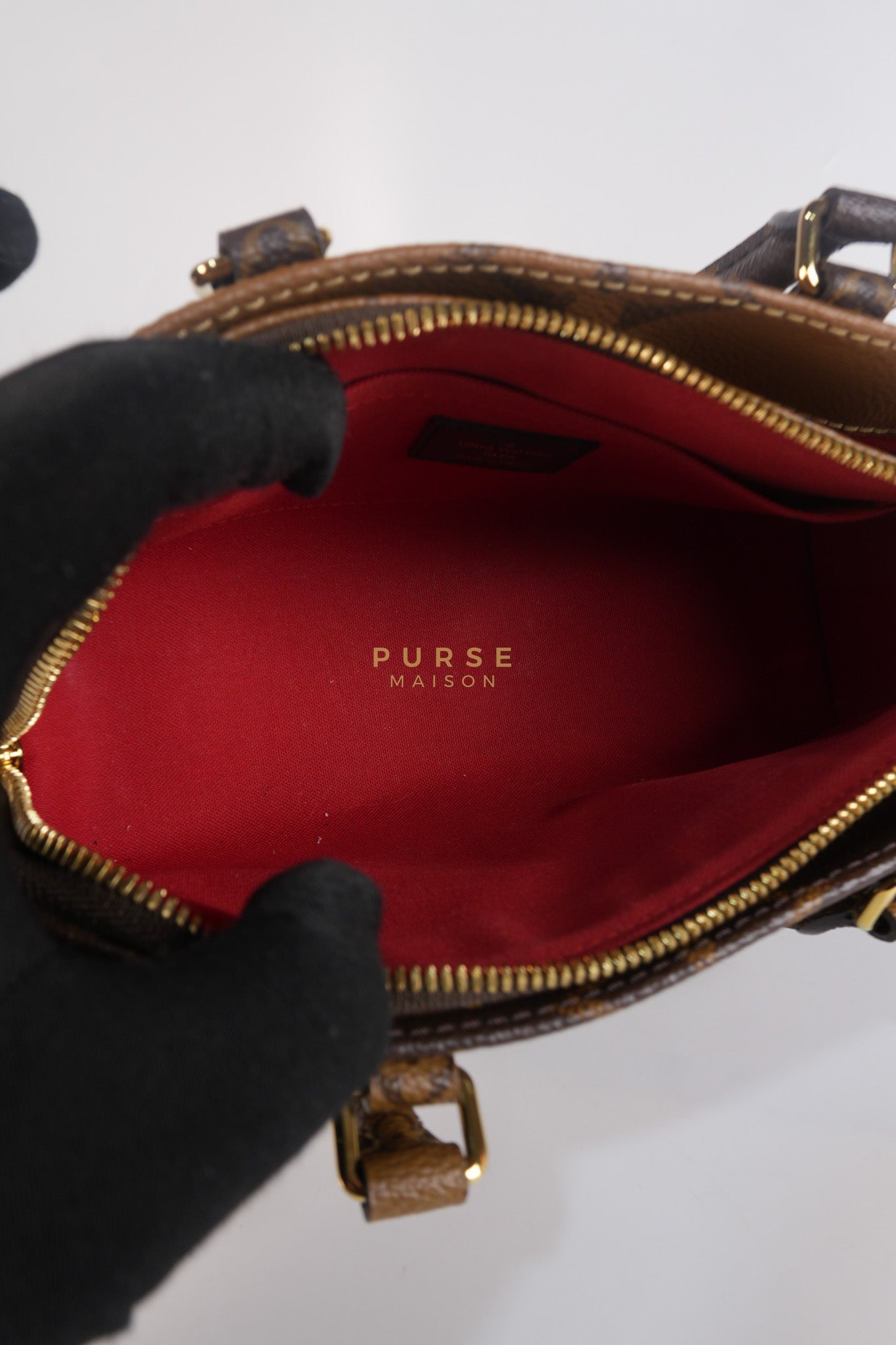 OnTheGo (OTG) East West in Reverse Monogram Canvas & Gold Hardware Microchip | Purse Maison Luxury Bags Shop