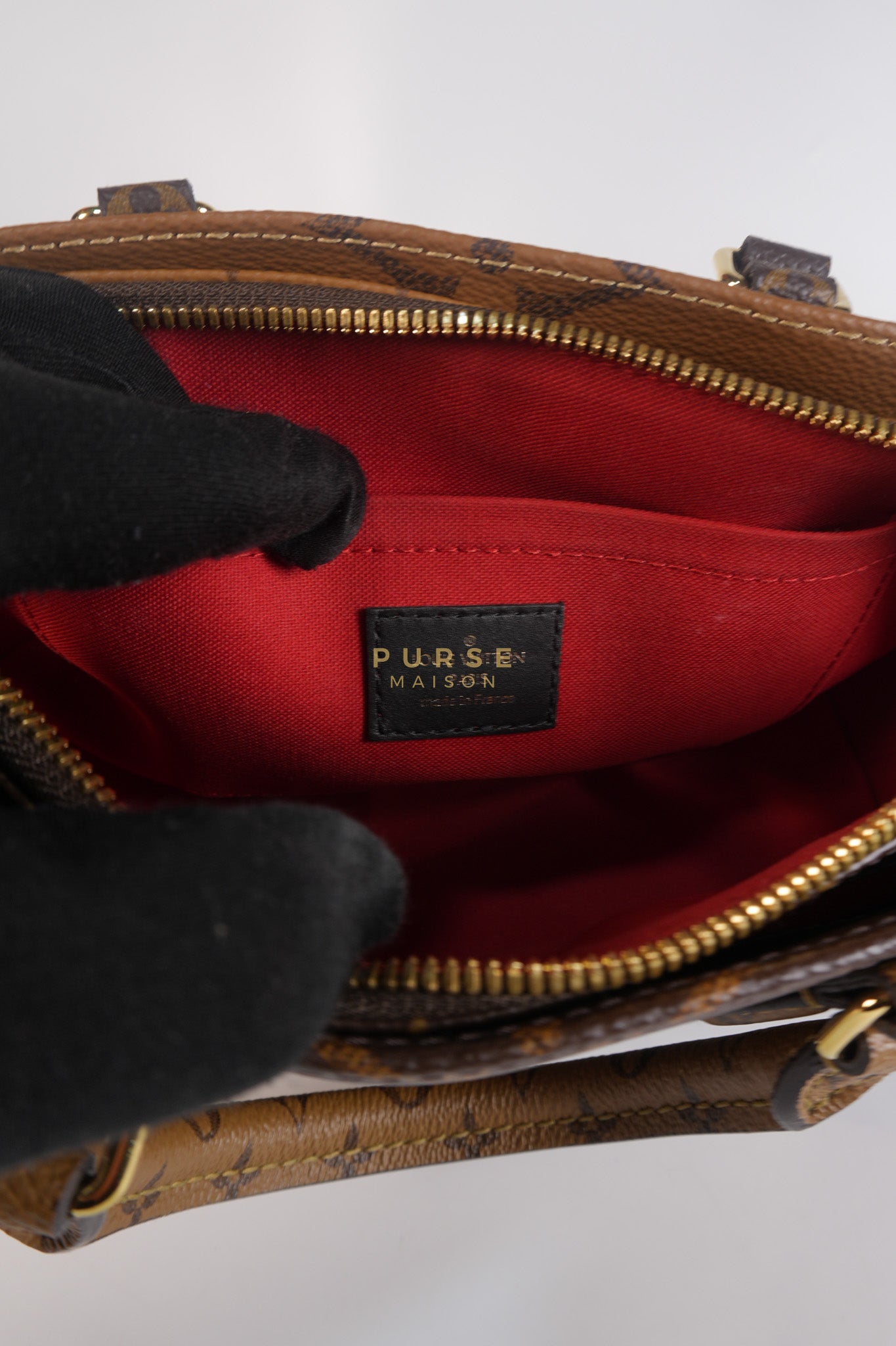 OnTheGo (OTG) East West in Reverse Monogram Canvas & Gold Hardware Microchip | Purse Maison Luxury Bags Shop