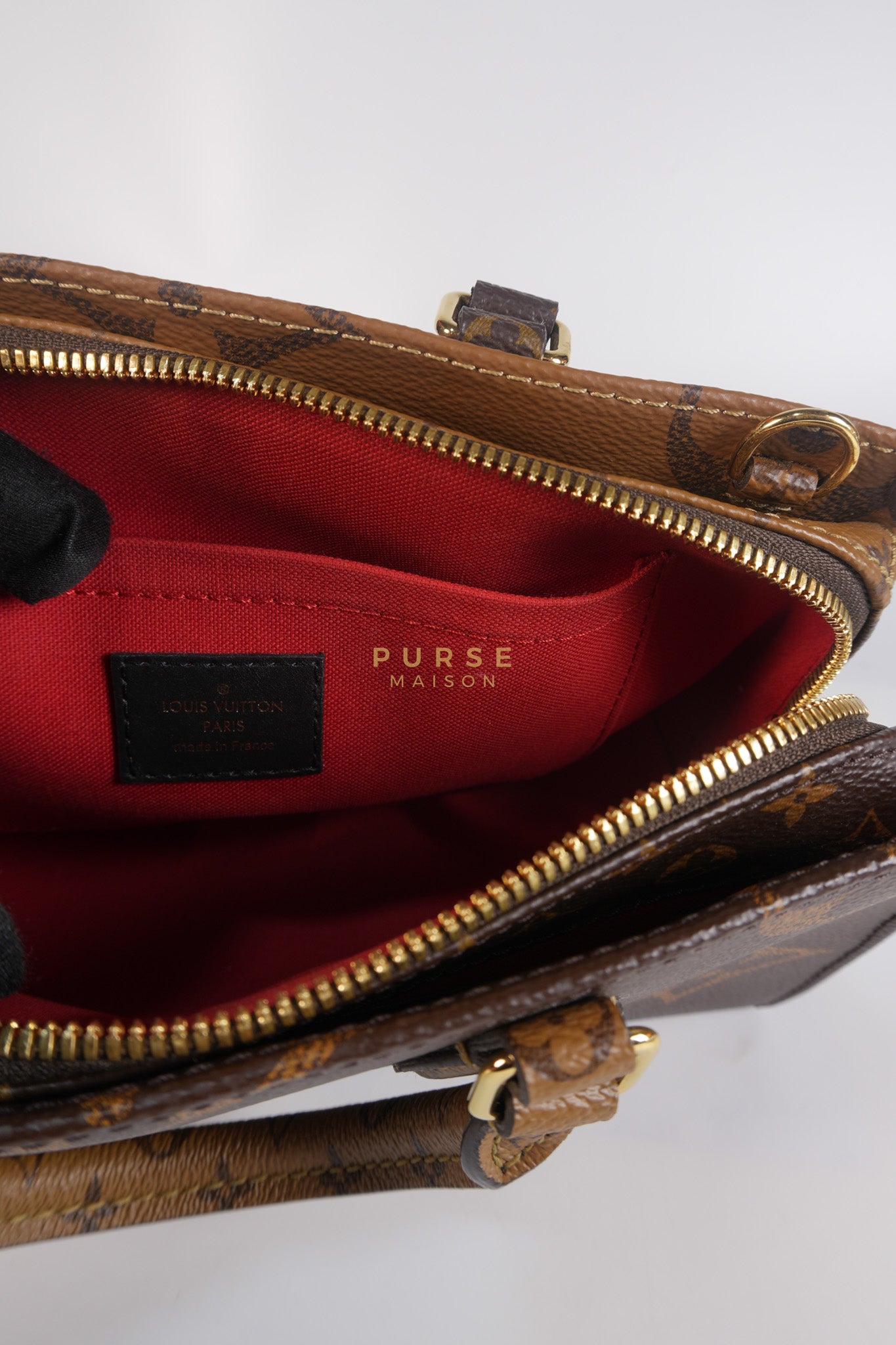 OnTheGo (OTG) East West in Reverse Monogram Canvas & Gold Hardware Microchip | Purse Maison Luxury Bags Shop