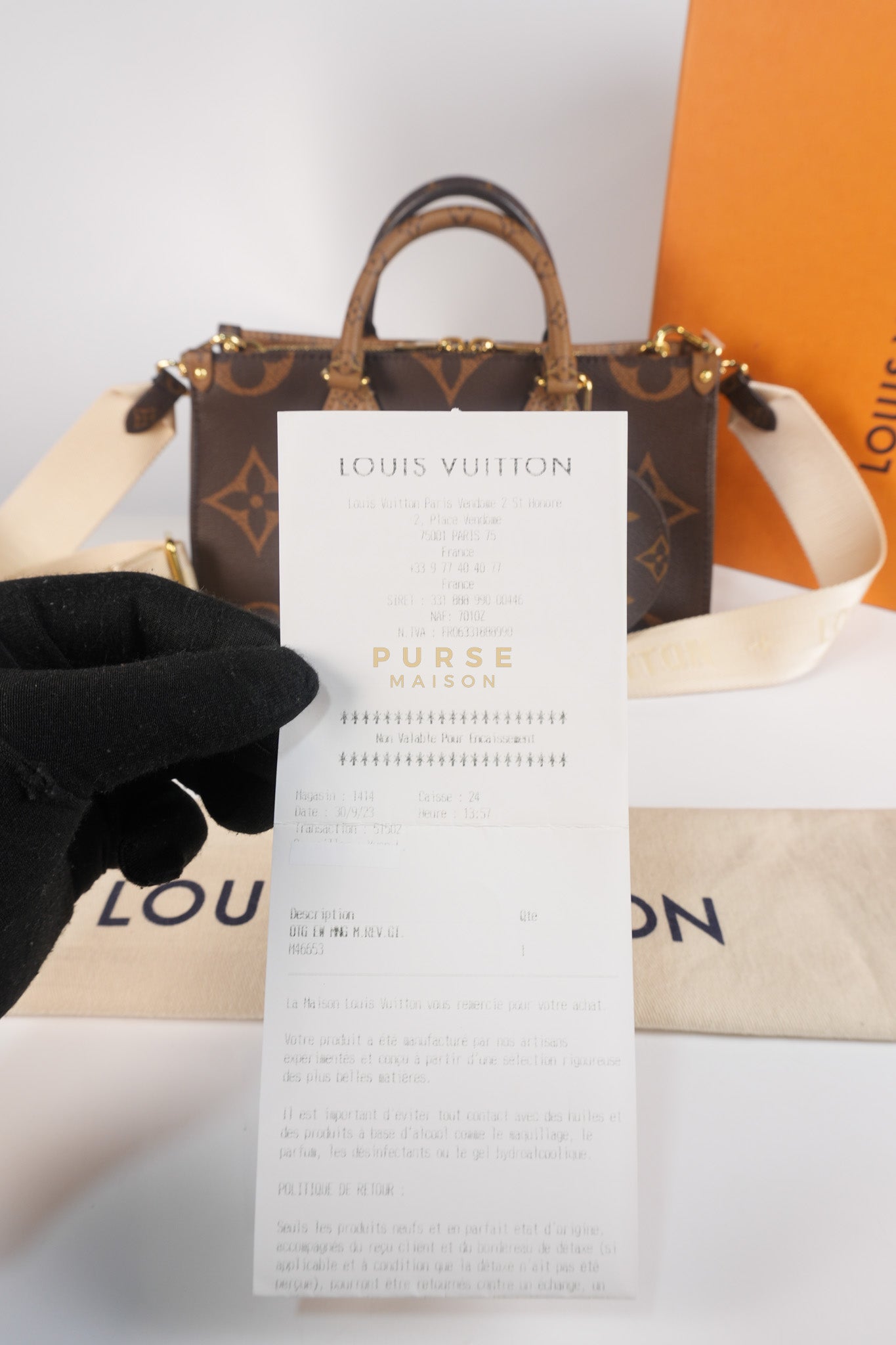 OnTheGo (OTG) East West in Reverse Monogram Canvas & Gold Hardware Microchip | Purse Maison Luxury Bags Shop