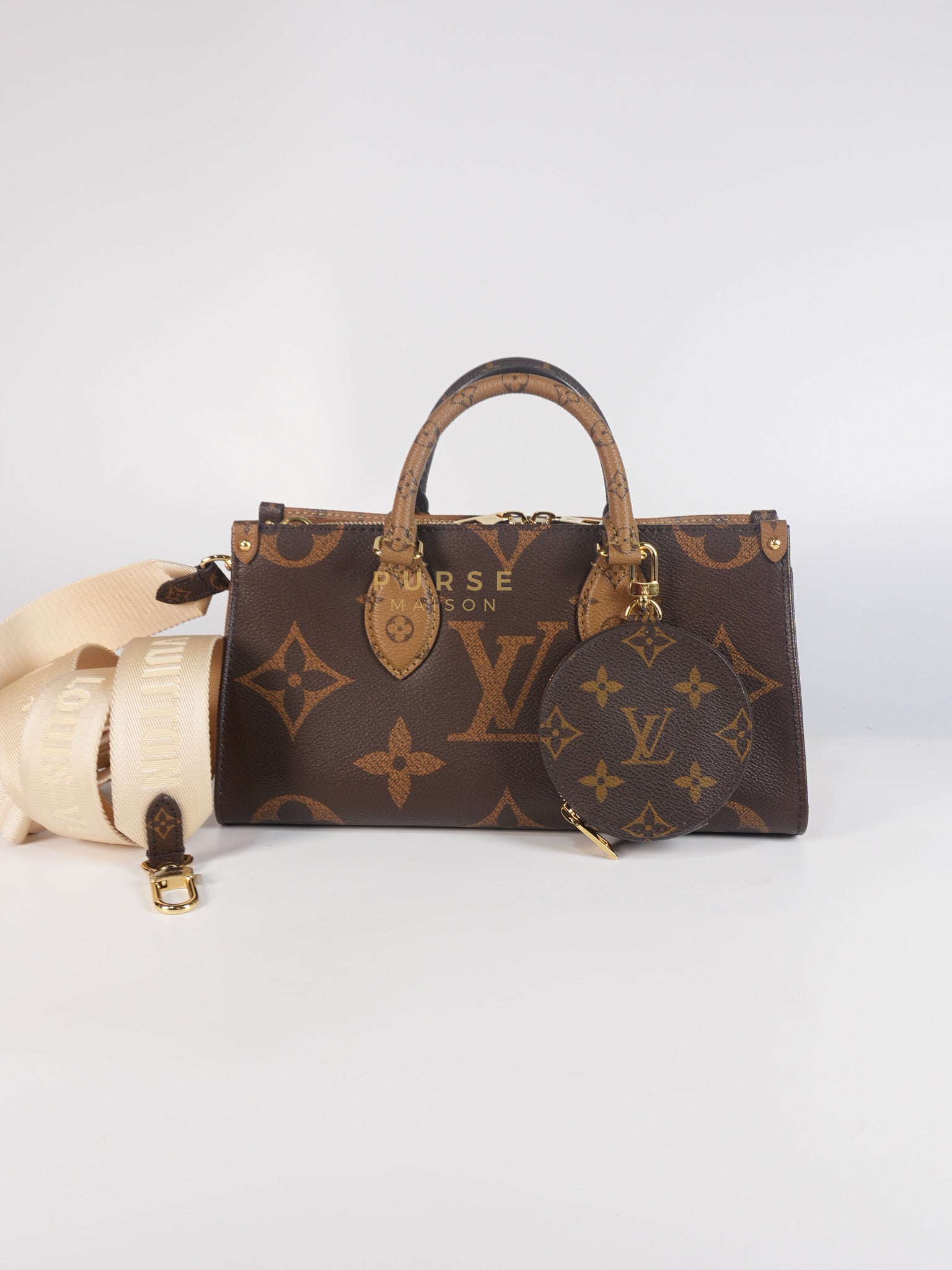 OnTheGo (OTG) East West in Reverse Monogram Canvas & Gold Hardware Microchip | Purse Maison Luxury Bags Shop