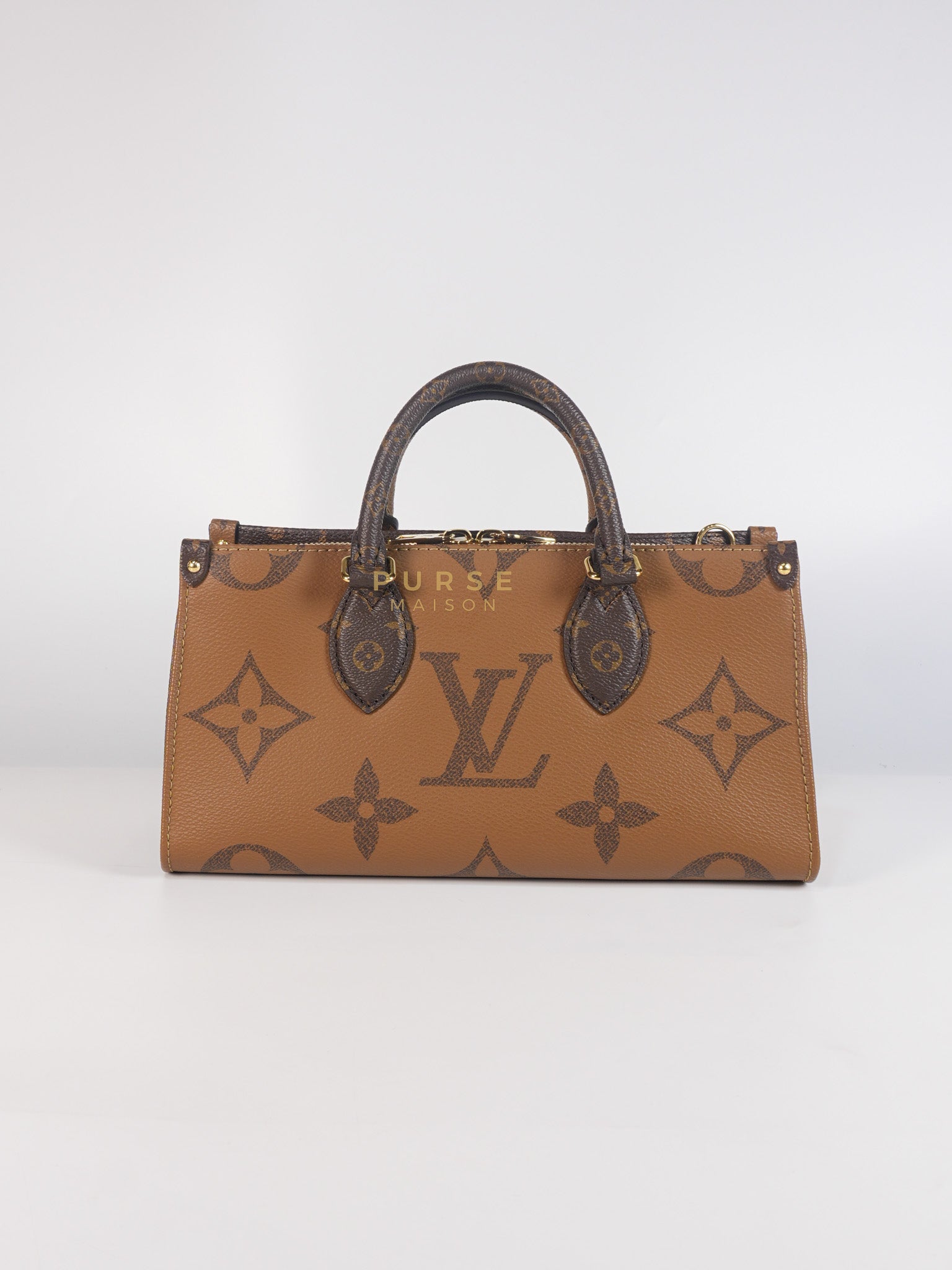 OnTheGo (OTG) East West in Reverse Monogram Canvas & Gold Hardware Microchip | Purse Maison Luxury Bags Shop