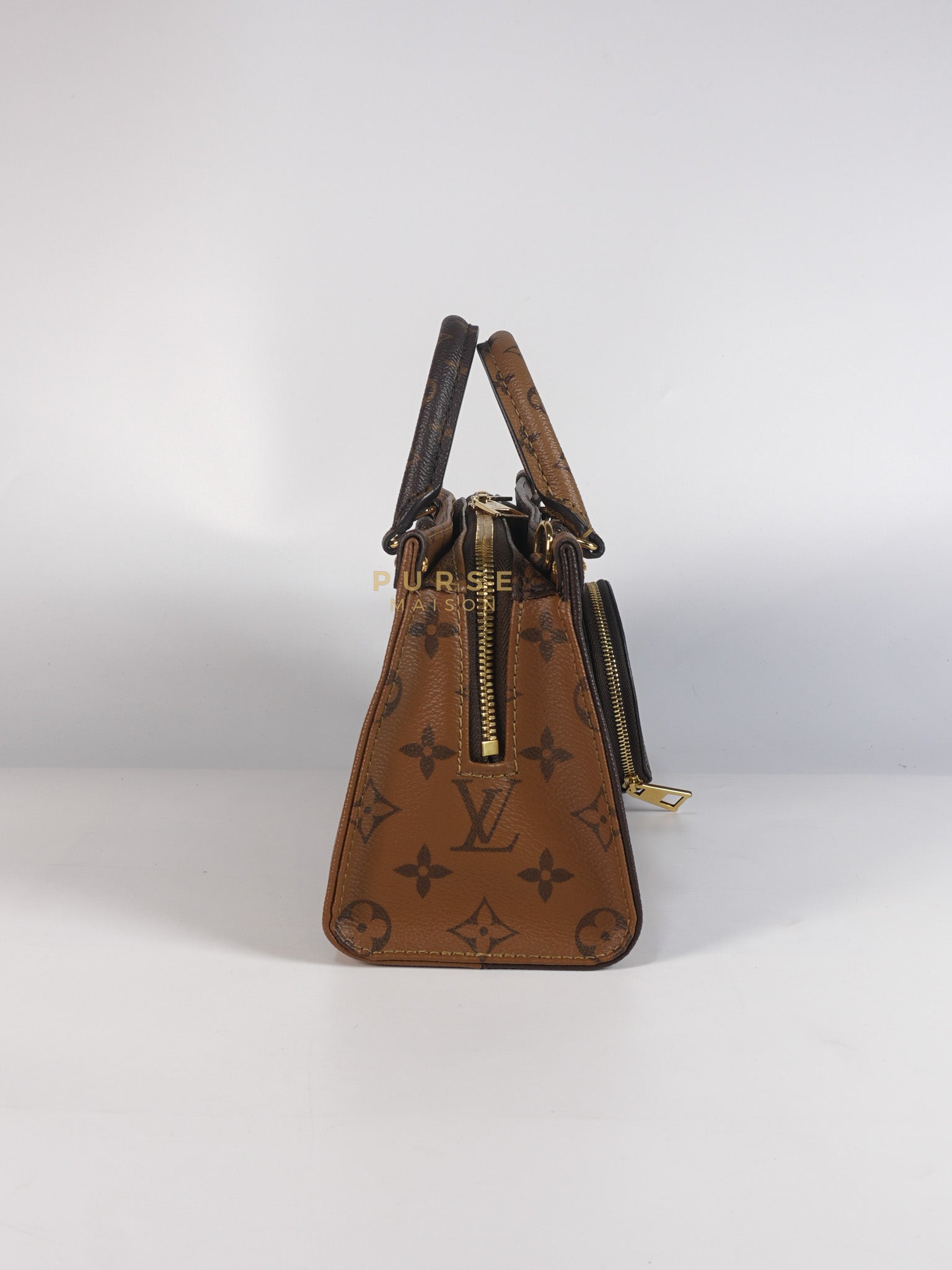 OnTheGo (OTG) East West in Reverse Monogram Canvas & Gold Hardware Microchip | Purse Maison Luxury Bags Shop