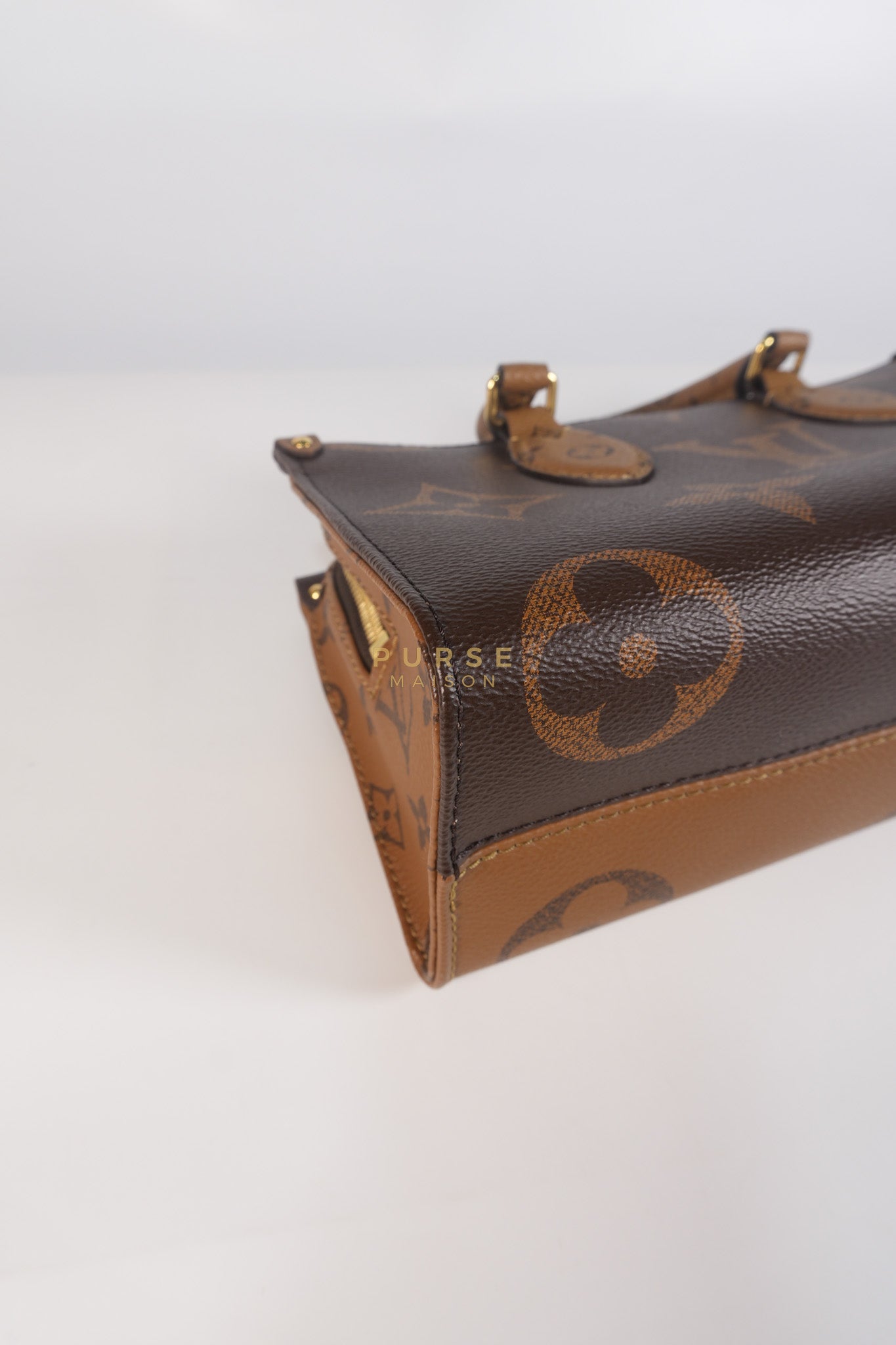 OnTheGo (OTG) East West in Reverse Monogram Canvas & Gold Hardware Microchip | Purse Maison Luxury Bags Shop