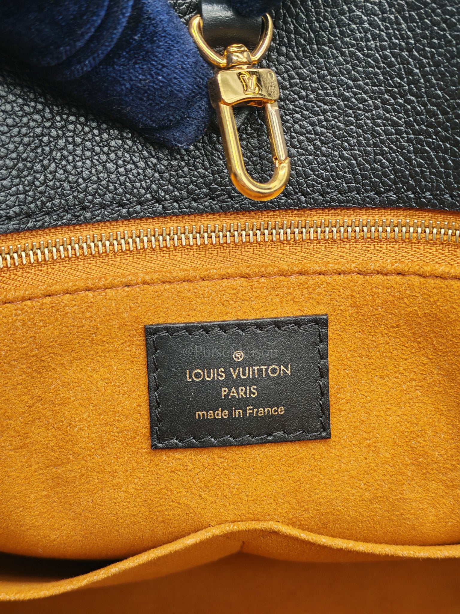 OnTheGo (OTG) MM in Black Monogram Empreinte Leather & Gold Hardware Microchip | Purse Maison Luxury Bags Shop
